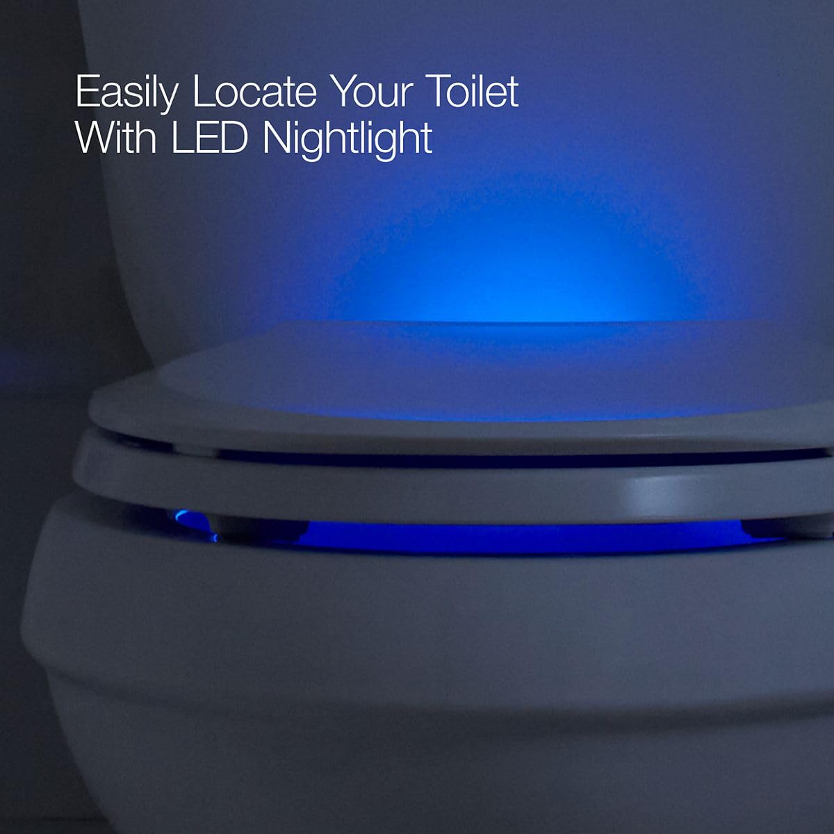 KOHLER RUTLEDGE® NIGHTLIGHT Elongated Toilet Seat, White, Grip-Tight Installation, Quiet Close Seat Prevents Slamming