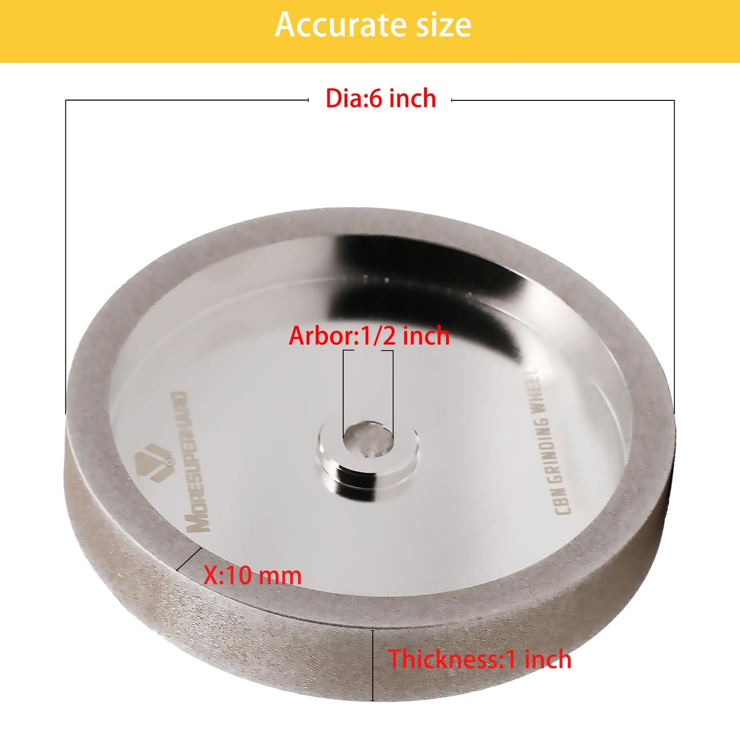 MORESUPERHARD CBN Grinding Wheel 6 inch 1000 Grit,1/2" Bore,1" Wide,forAll Kinds of 6 inch Bench Grinders,for Sharpening High Speed Steel Tools WoodTurining Tools(1000 Grit)