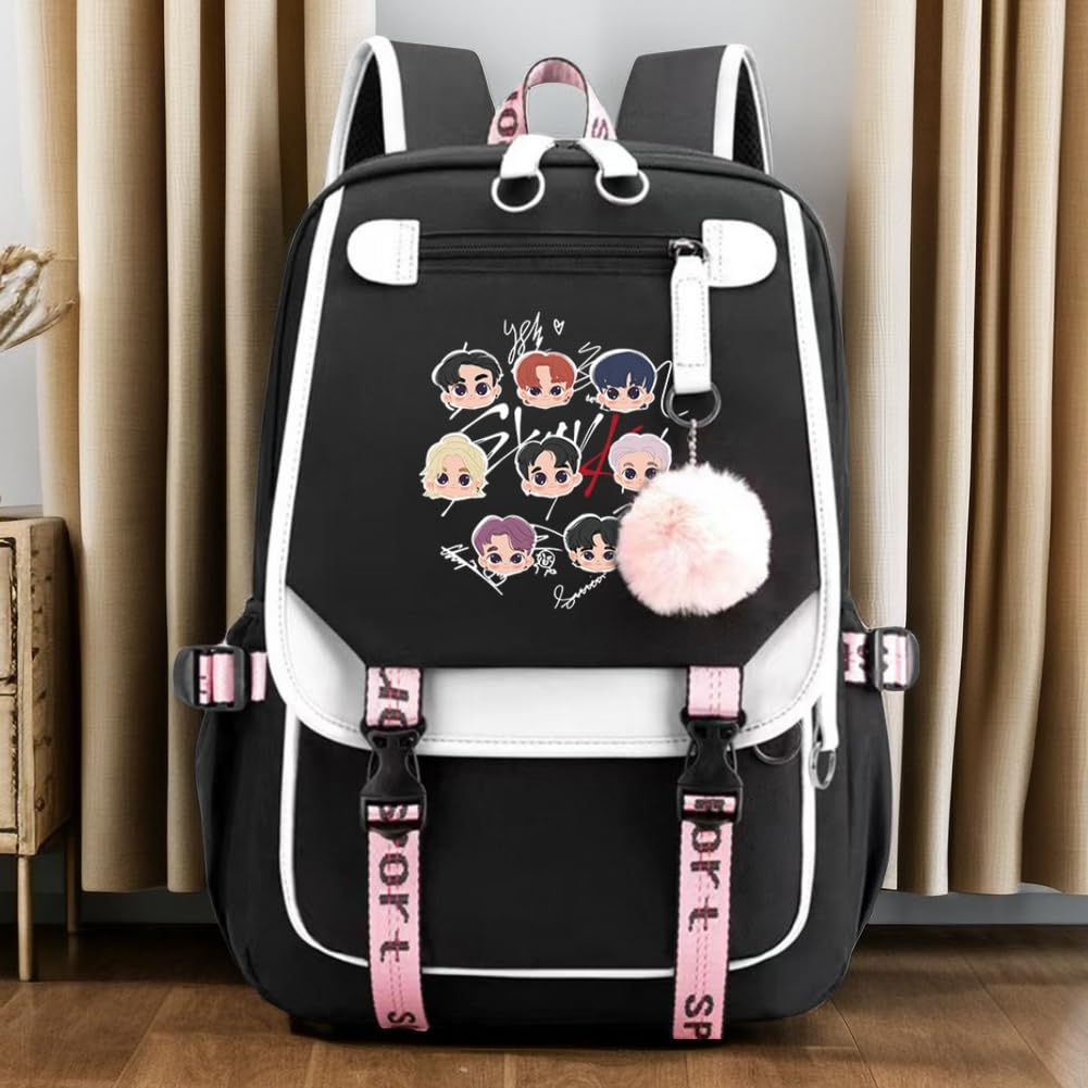 Alikpop Stray Backpack Korean Casual Daypack Laptop Bag College Bag Unisex Black 32cm*15cm*45cm