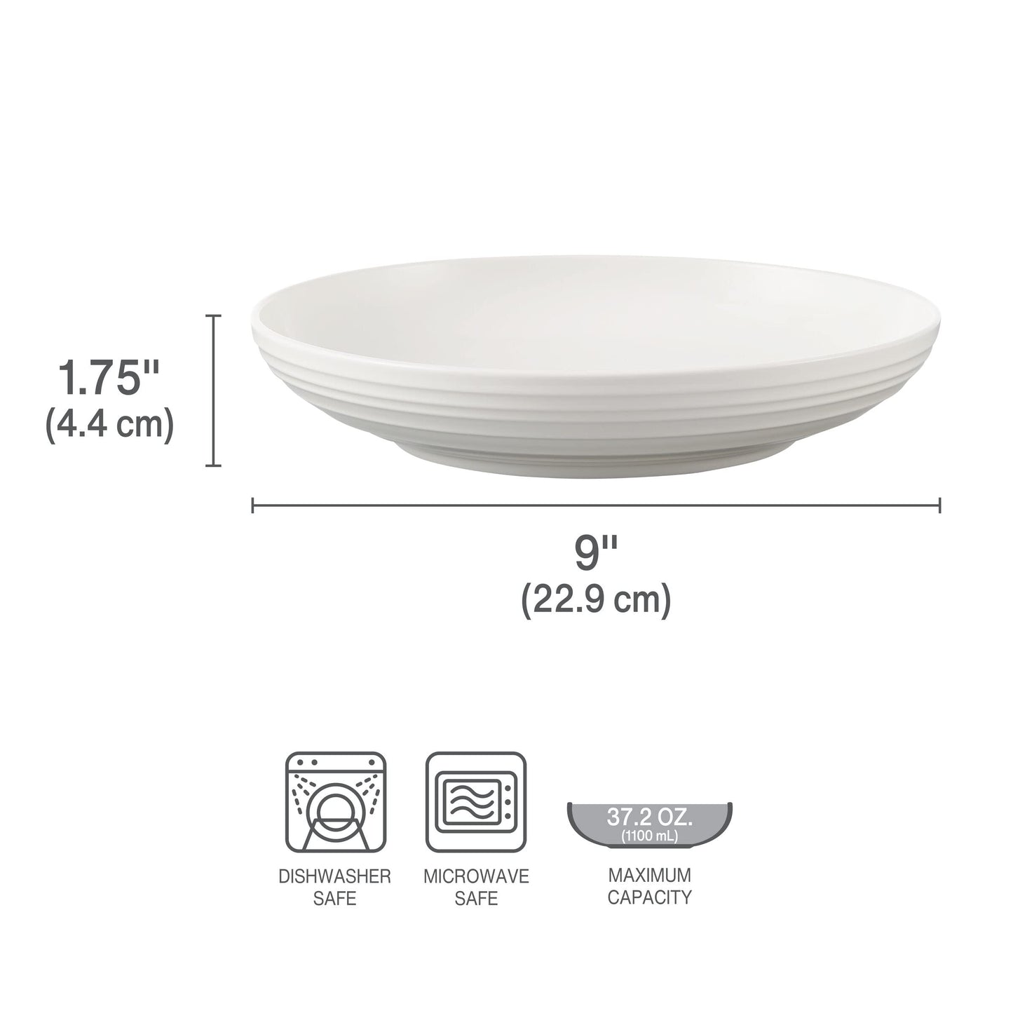 Mikasa Ciara Bone China Lightweight Chip Resistant Set of 4 Pasta Bowls Set, 8 Inch, White