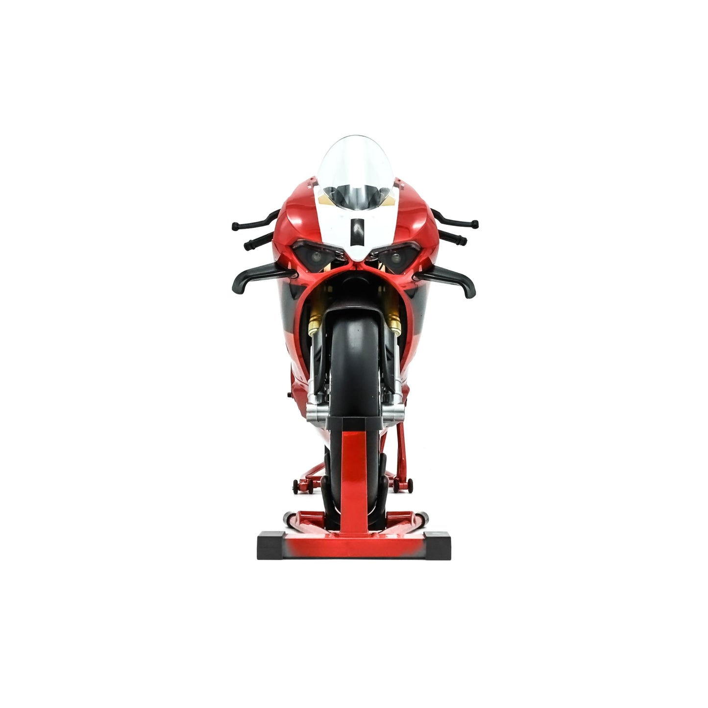 NIKOLATOY 1/6 Alloy Motorcycle Model Accessory Set, Red Stand, Creative Desktop Display and Collectible Gift (V4R)