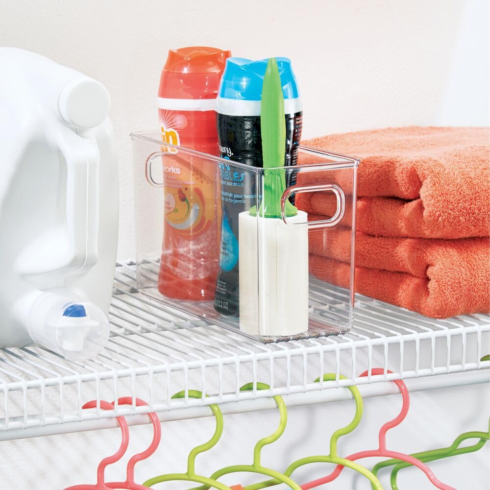 iDesign Slim Clear Plastic Storage Bin, Tall Narrow Organizer for Kitchen, Fridge, or Pantry, 4-Pack