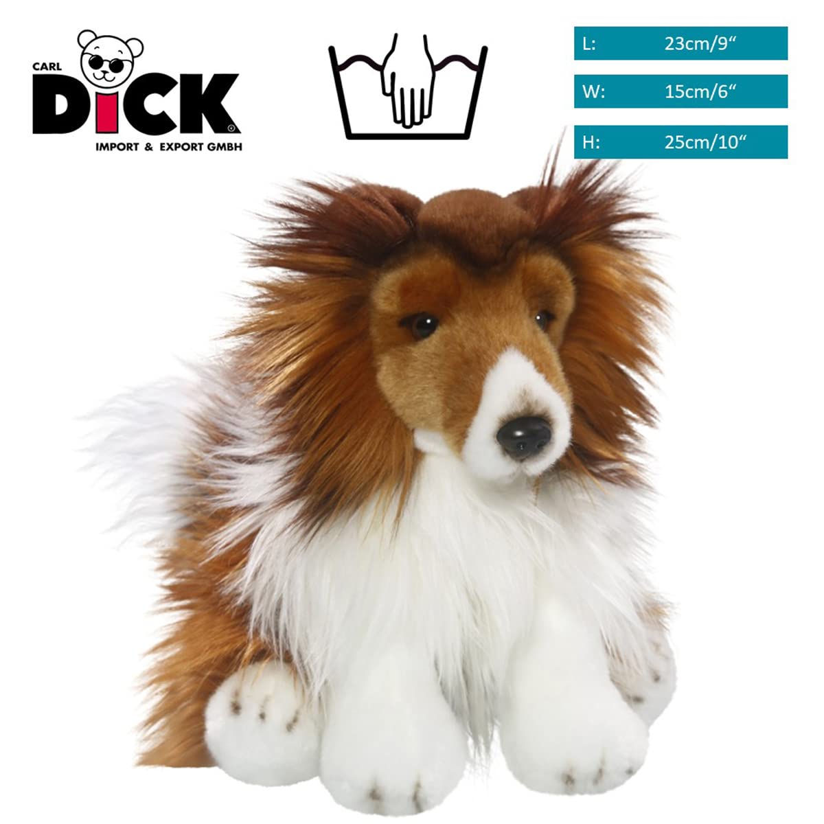 Carl Dick Rough Collie Dog 10 inches, 25cm, Plush Toy, Soft Toy, Stuffed Animal 3345