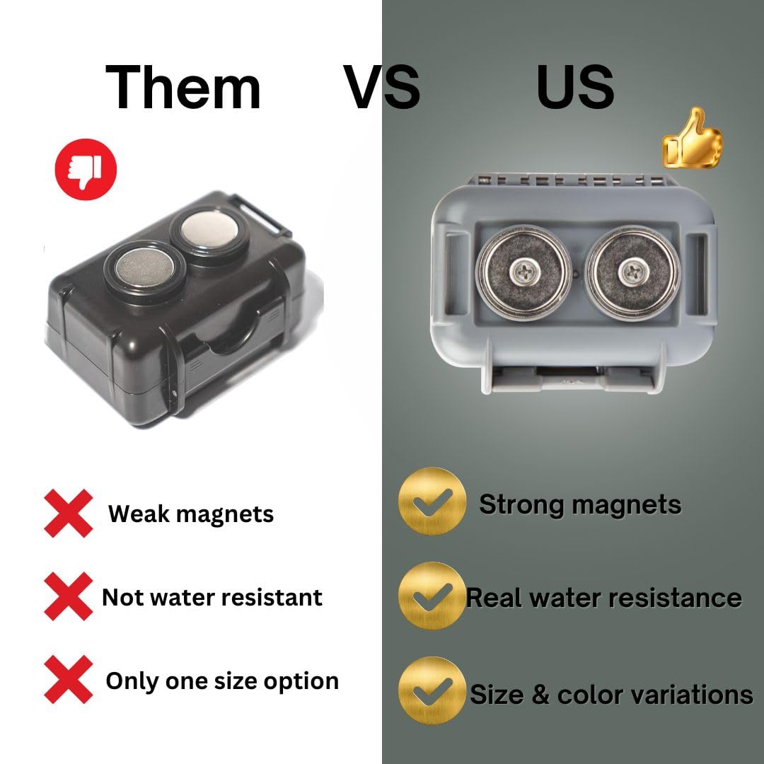 Hide a Key Outside with our Magnetic Box, Our Waterproof Air-Tight Magnetic Key Box for Under Car Stays Secure with 2 Strong Neodymium Magnets