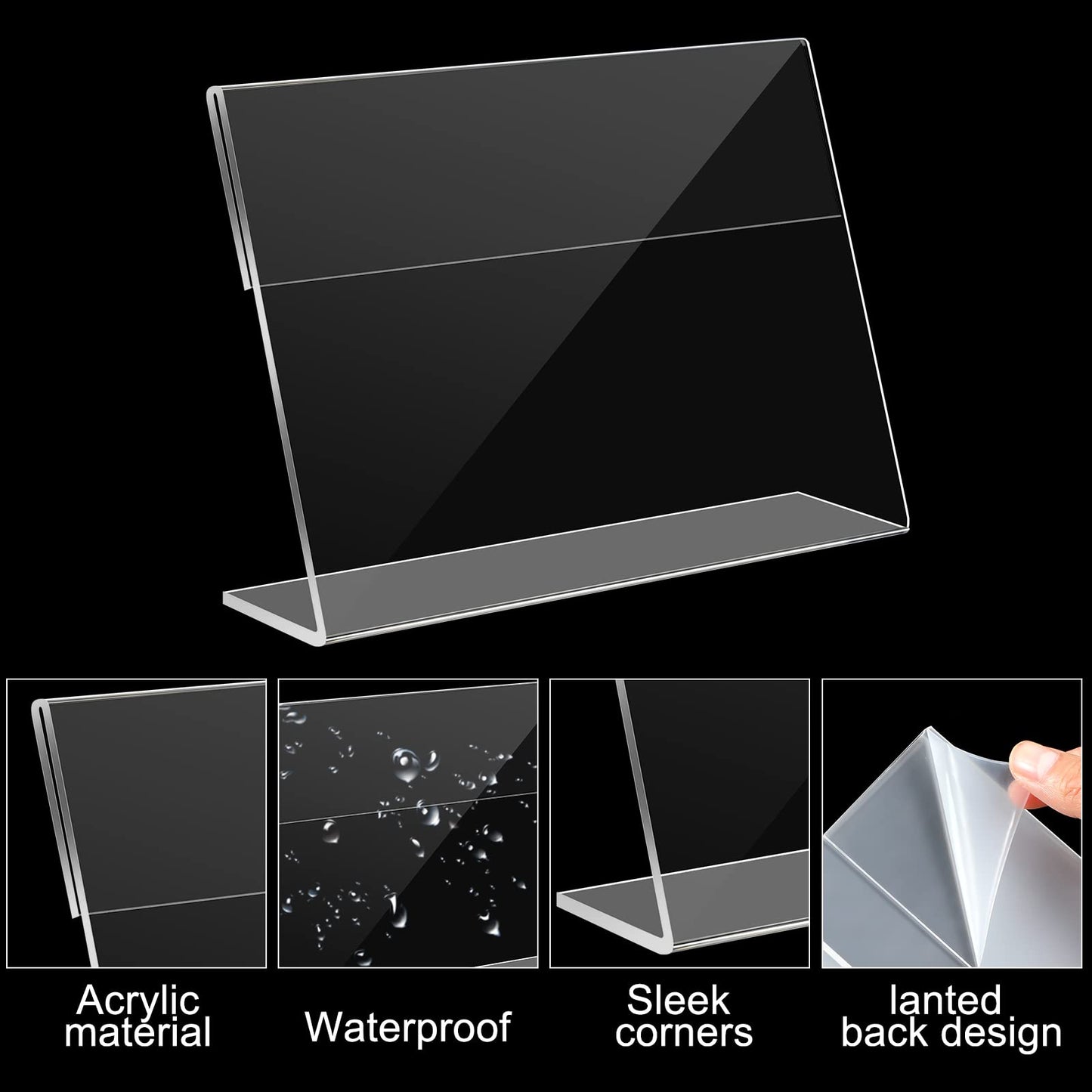 36 Pack Acrylic Picture Frame 5 x 7 Inch Display Stands Sign Holder Photo Booth Slanted Back Clear Self Standing Horizontal Stand L Shape Photo Frame for Collage Landscape Home Office Restaurant
