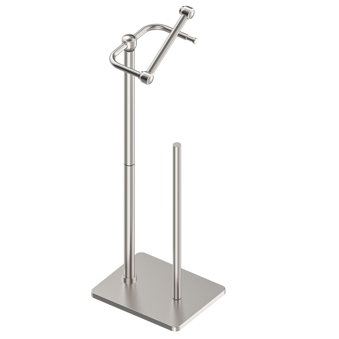 RUACQ Toilet Paper Holder Stand, Bathroom Toilet Paper roll Holder Free Standing with Storage for 4 Rolls, Post Pivoting Design, Stable Weighted Base, SUS304 Stainless Steel (Brushed Nickel)