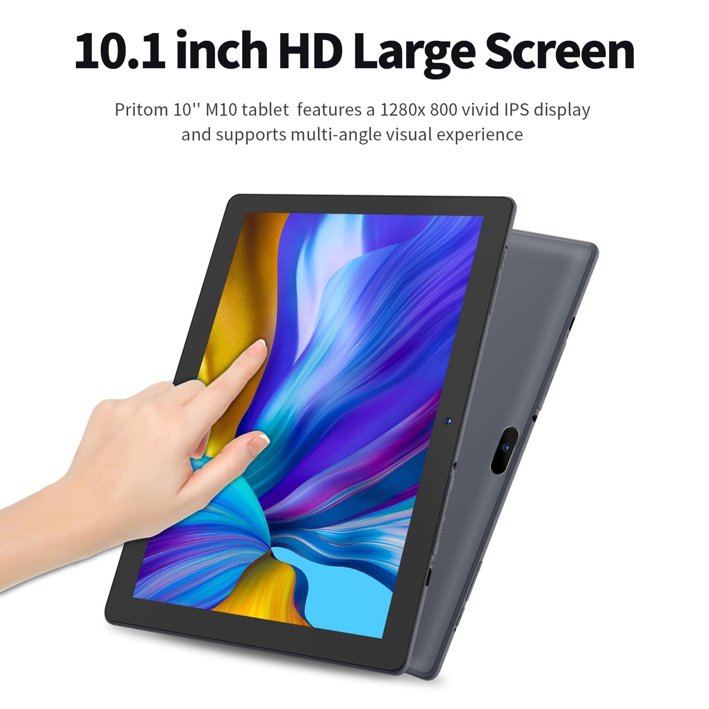 PRITOM Touch10 Tablet 10 inch - Tablet Android 13, 64GB, 512GB Expandable, Quad-Core, HD IPS Screen, Dual Camera, WiFi, Bluetooth, Tablets with 6000mAh Battery, Black
