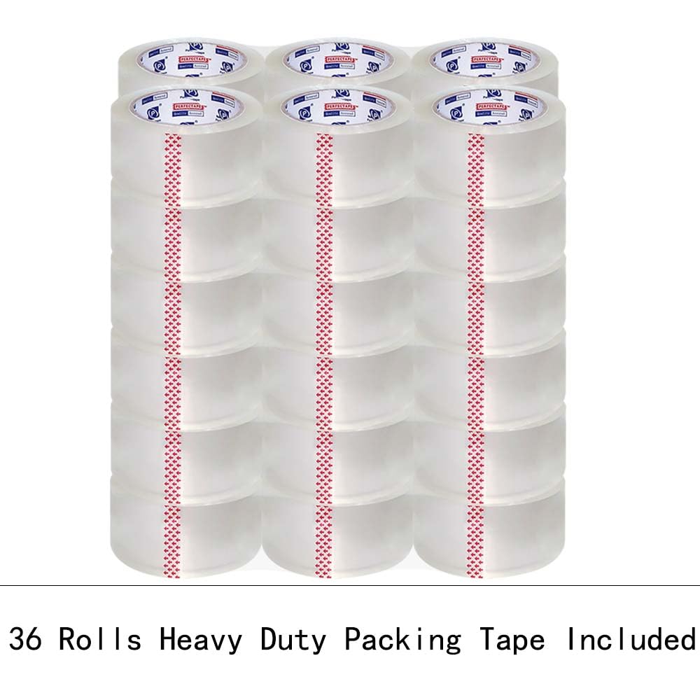 P PERFECTAPE Heavy Duty Packing Tape 36 Rolls with 6 Dispensers, Total 1980Y, Clear, 2.7 mil, 1.88 inch x 55 Yards, Ultra Strong, Refill for Packaging and Shipping