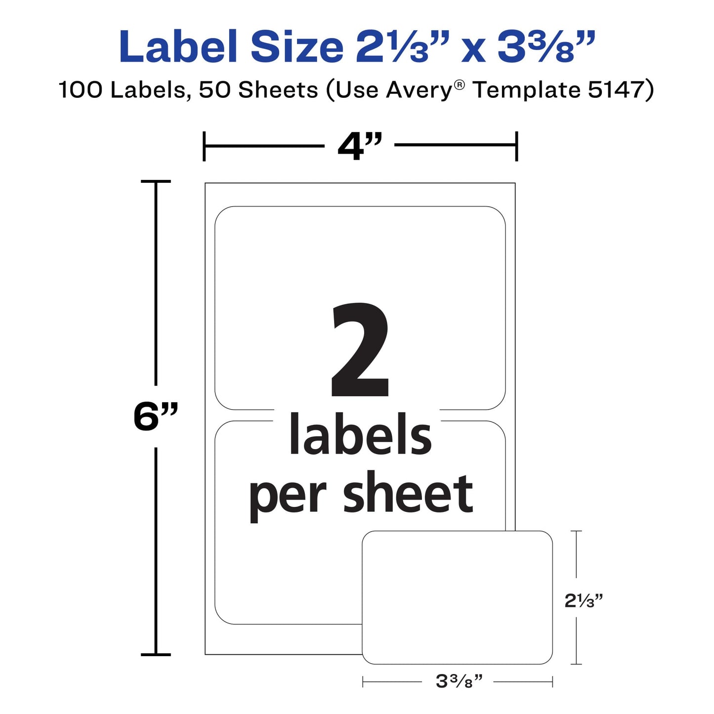 Avery Name Tags, White, Packs of 100 per Pack, 18 Packs, 1,800 Removable Name Badges Total (05147)
