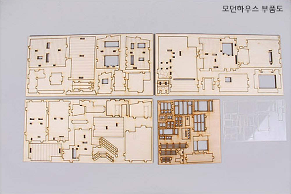 Desktop Wooden Model Kit Modern House by Young Modeler