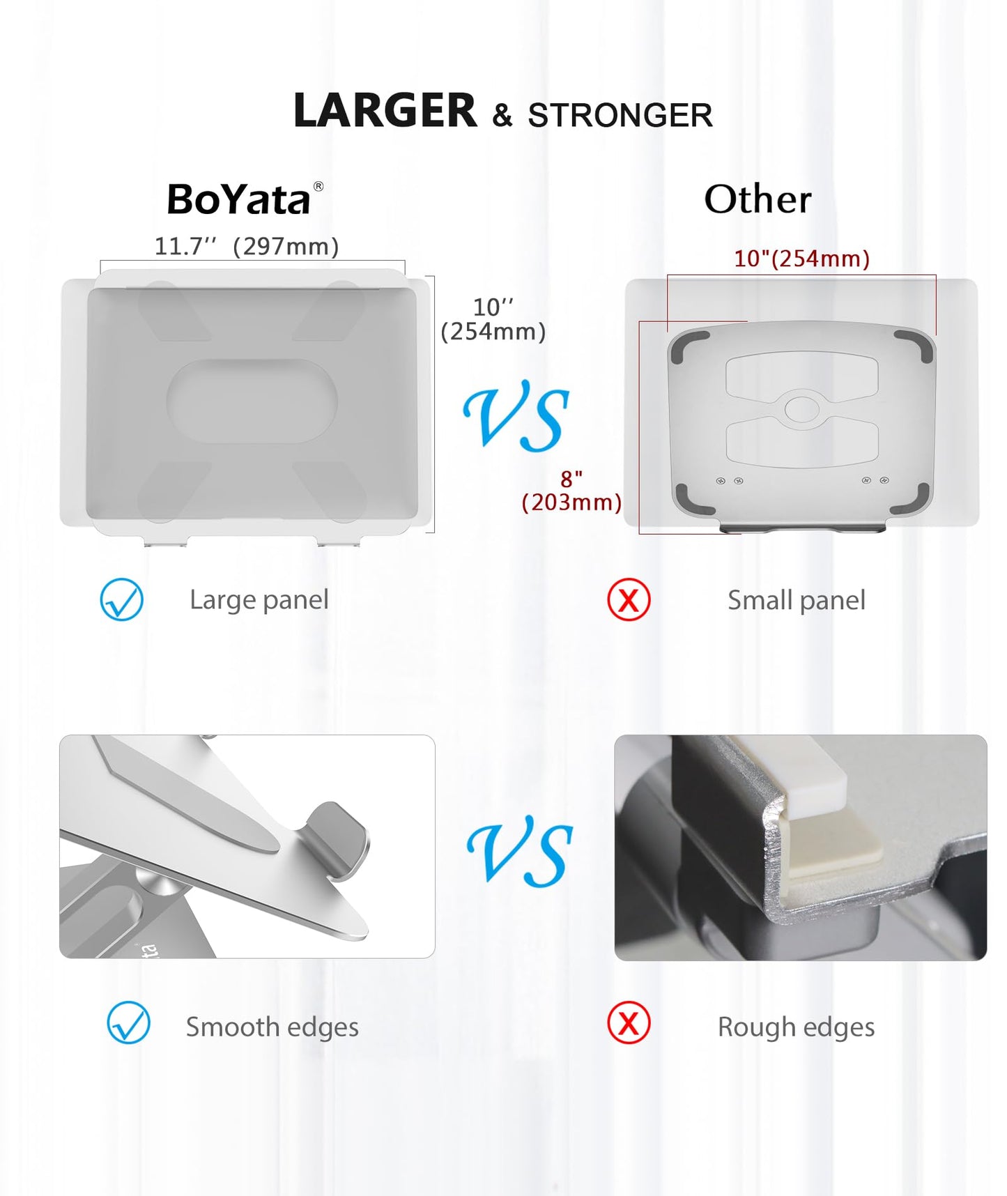 Laptop Stand, Boyata Laptop Holder, Multi-Angle Stand with Heat-Vent, Adjustable Notebook Stand for Laptop up to 17 inches, Compatible for MacBook Pro/Air, Surface Laptop, and so on (Silver)
