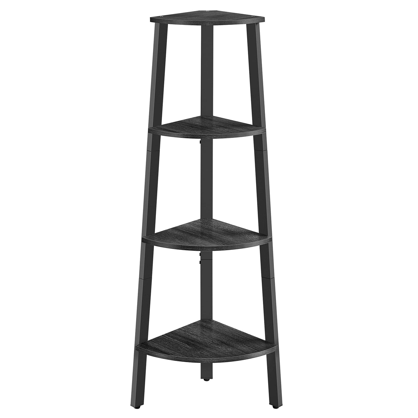 VASAGLE Corner Shelf Stand, 4-Tier Corner Bookshelf, Industrial Ladder Shelf, Plant Stand for Living Room, Office, Kitchen, Charcoal Gray and Matte Black ULLS034B22