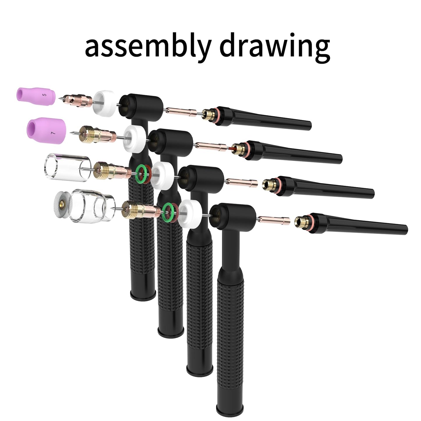 WelderElite 123 Pcs TIG Welding Torch Kit - Alumina Nozzle, Collets, Stubby Gas Lens #12 Heatproof Glass Cup, Consumables for WP-17/18/26