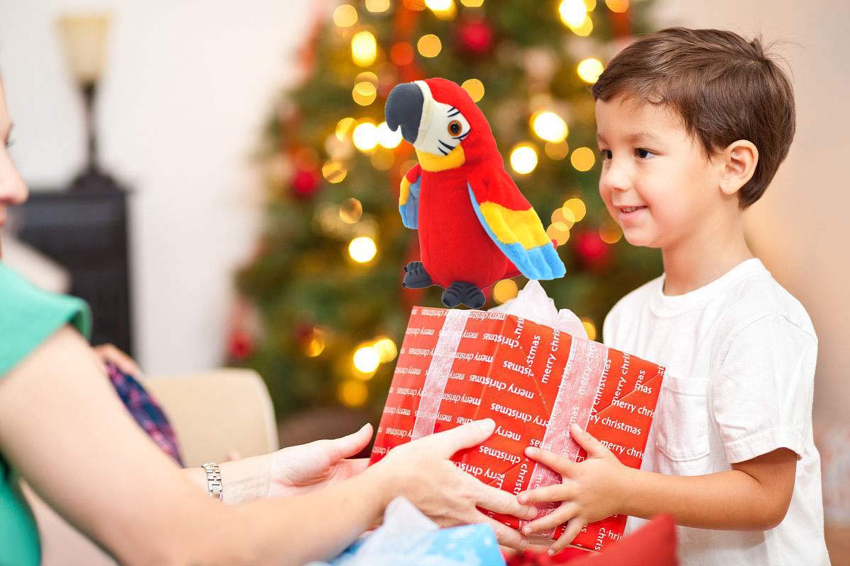 QDD Talking Parrot Repeats What You Say Mimicry Pet Toy Plush Buddy Children Gift (Red)