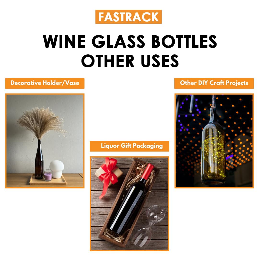 FastRack 750ml Amber Glass Wine Bottles (Pack of 12) | W13 Stretch Hock Empty Bottles for Homemade Wine, Kombucha & Beer – Amber Liquor Bottles for Wine Making & Storage – No Corks Included