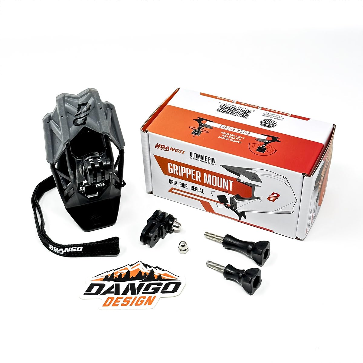 Dango Design Gripper Mount - Universal Clamp Mount for Action Cameras, Use as a Mount on Motorcycle, Powersports Helmets & More (Stealth Black)