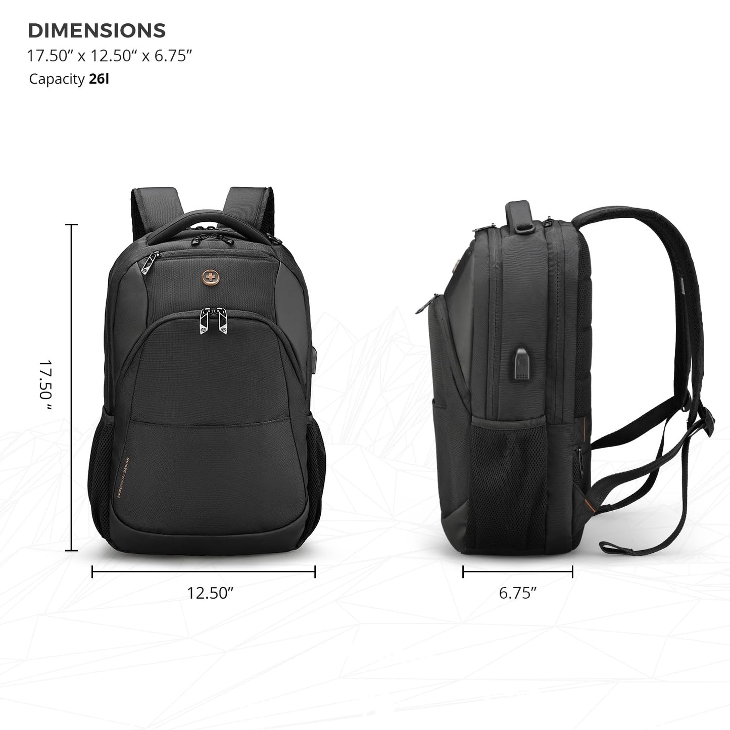 Swissdigital Design Travel Laptop Backpack, College Laptops Backpack with USB Charging Port for Men & Women Fits 16 Inch Notebook (ANDWIL SD1670) One Nation One World