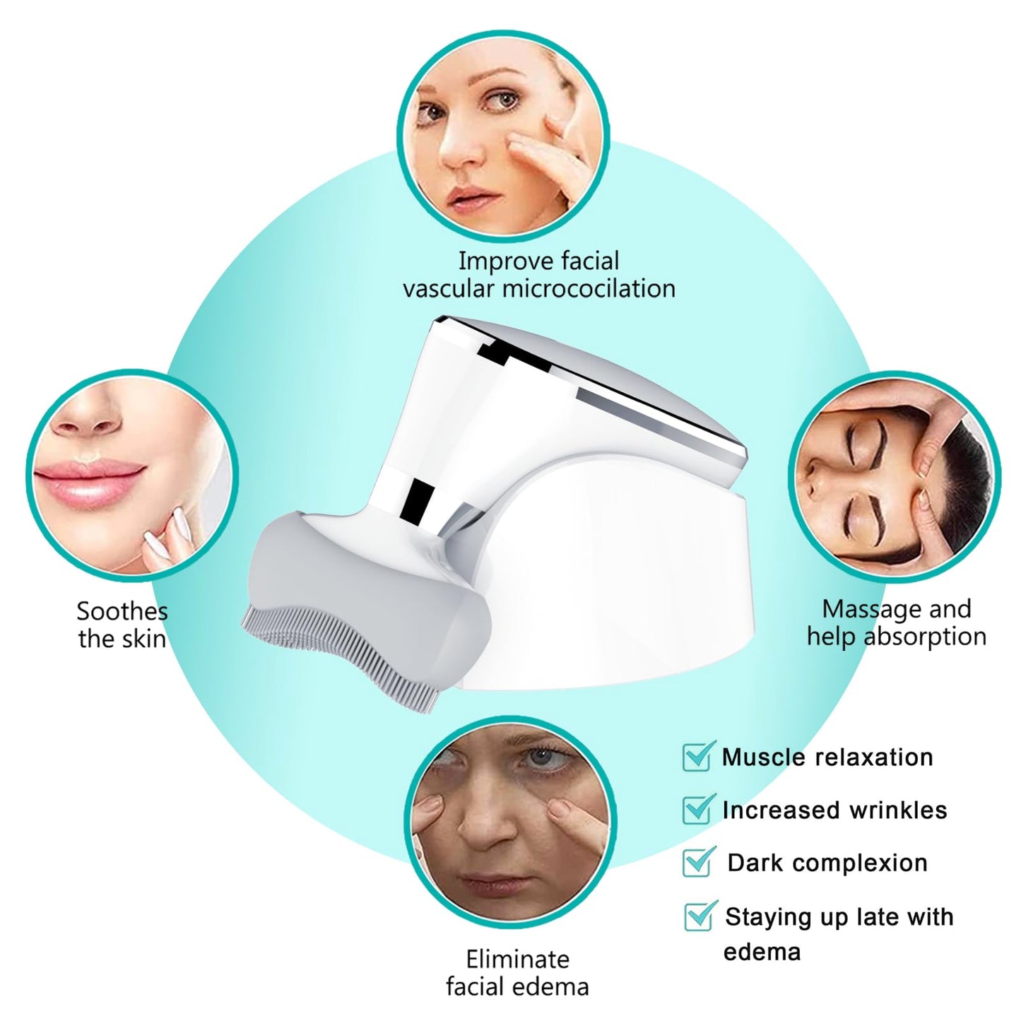 Face Massager, Facial Neck Care Tool with Vibrating Heating Mode, Portable Handheld Gift White