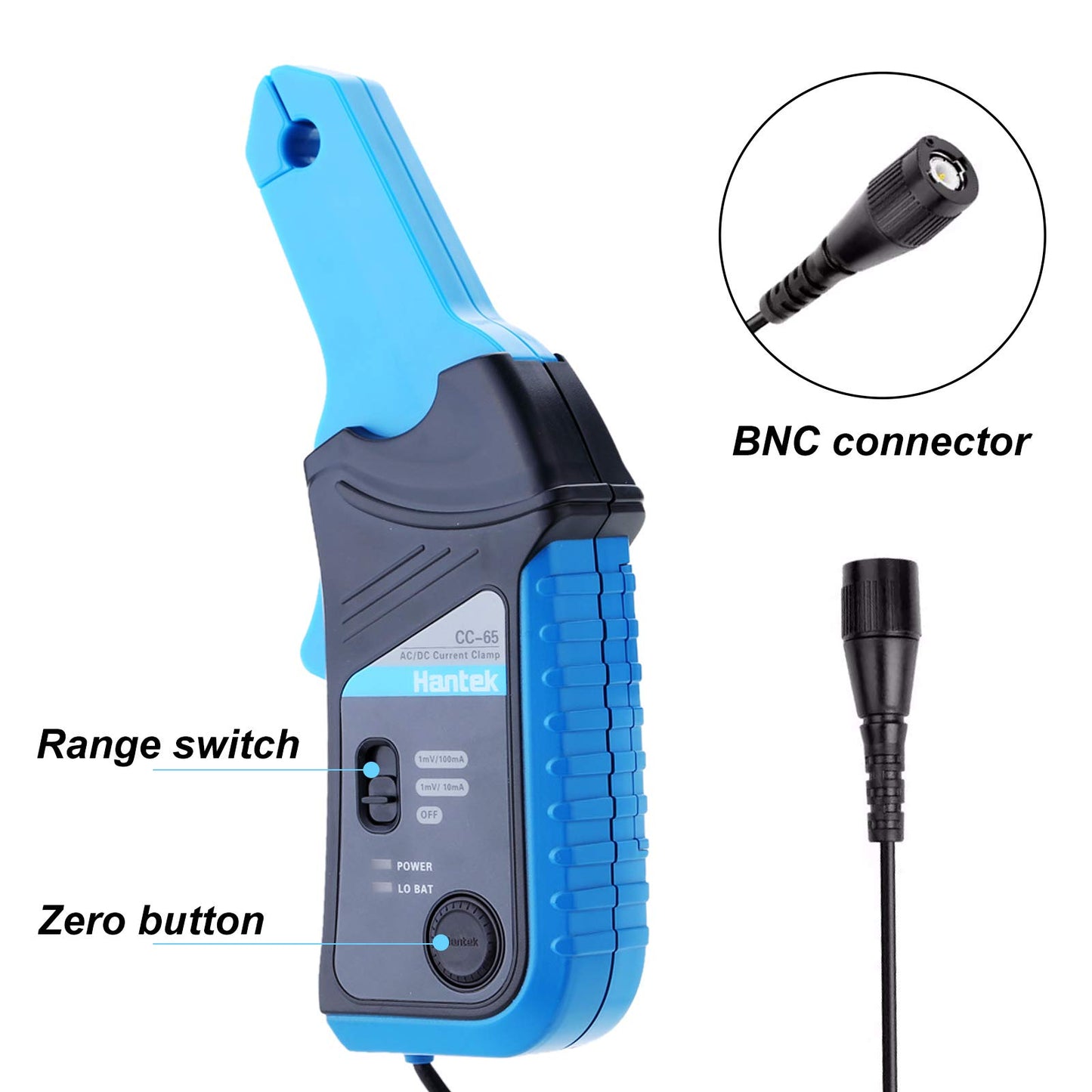 Hantek CC-65 AC/DC Multimeter Current Clamp Meter with BNC Connector Up to 20 kHz 20mA to 65A DC