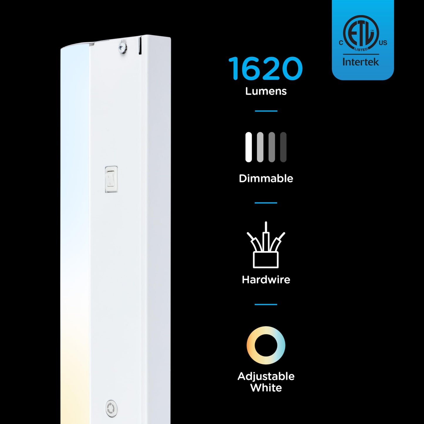 Enbrighten 24 inch Hardwired Under Cabinet Lights, 1620 Lumens, Five White Settings from (2700K-6500K), Full Range Dimmable, Under Counter Light, Linkable Under Counter Lights for Kitchen 82922-T1