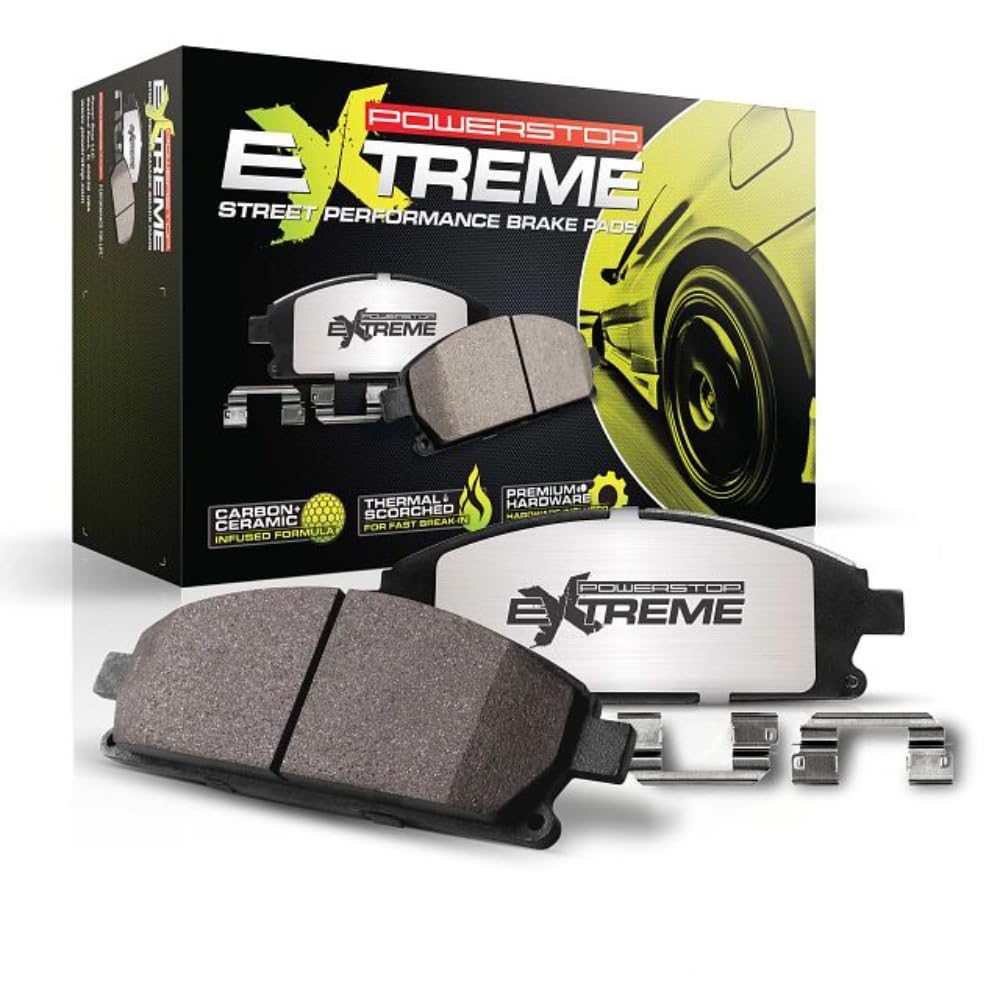 PowerStop Rear Brake Pads For Cadillac ATS 2016-19 |Chevrolet Camaro 2016-20 |Corvette 2014-19 |Ford Mustang 2016-20 - Z26 Carbon-Fiber Ceramic Brake Pads With Installation Hardware, Z26-1718