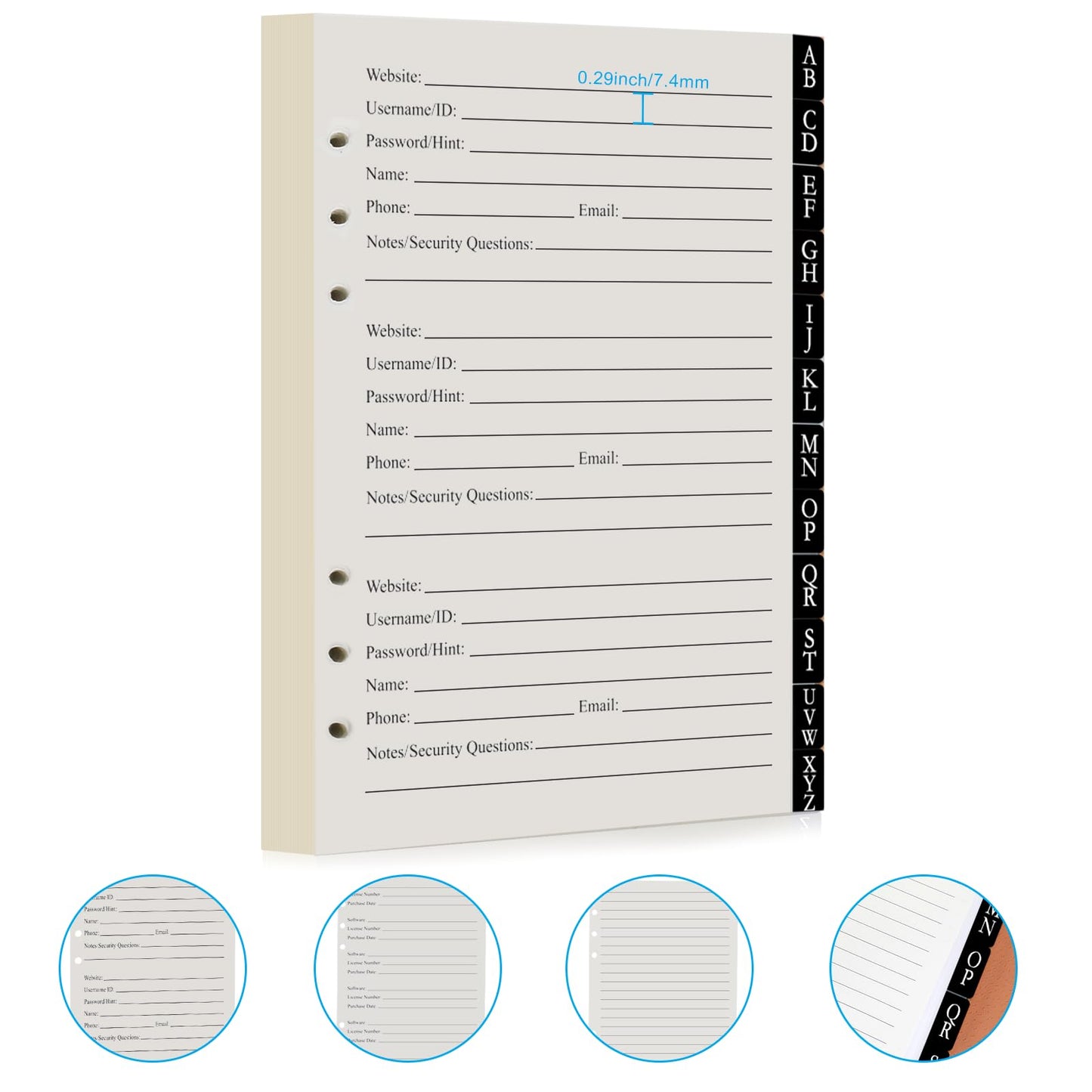 BTSFTOGET Password Book with Alphabetical Tabs & Lock, 302 Pages Leatherette Hardcover Internet Address Keeper Logbook, Refillable Pages, 576 Entries Large Print for Seniors Home Office, A5