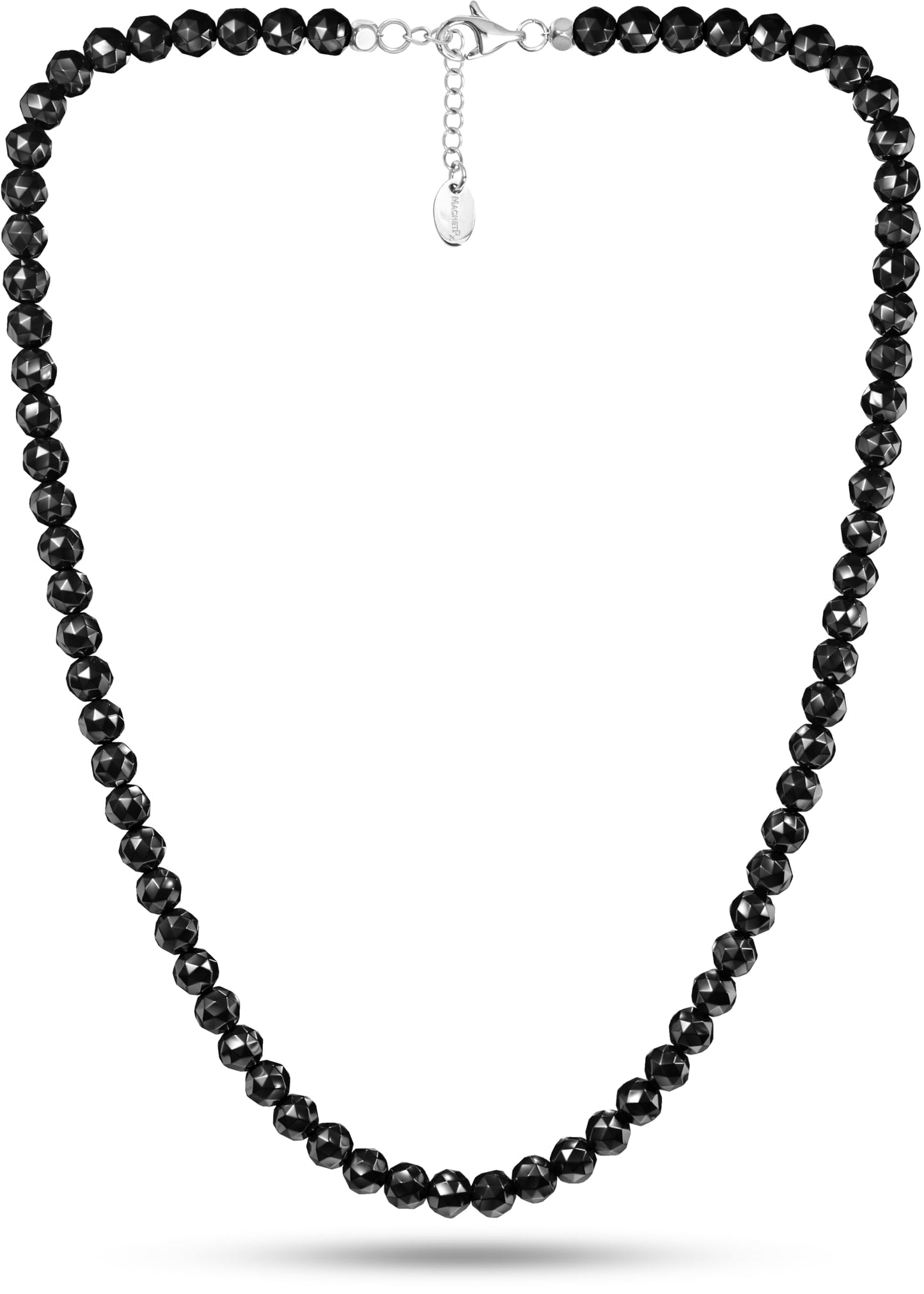 MagnetRX® Magnetic Hematite Necklace – Ultra Strength Hematite Stones – Unisex Beaded Necklace for Women and Men (6mm Faceted Beads)