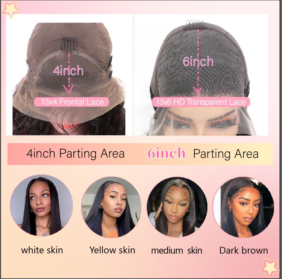 UKOWN 13x6 Lace Front Wigs Human Hair 28 Inch Straight HD Transparent Lace Front Wigs Human Hair Pre Plucked Natural Color 180 Density With Baby Hair for Women