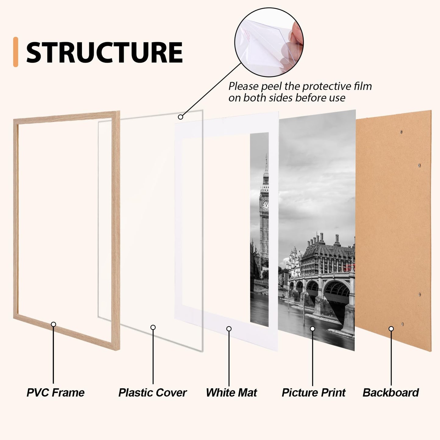 Fixwal 12x16 Poster Frame Set of 6, Gift for 2026 Graduation Father's Day, Thin Border and Light Weight Photo Frames for Wall Decor Diamond Art, Natural