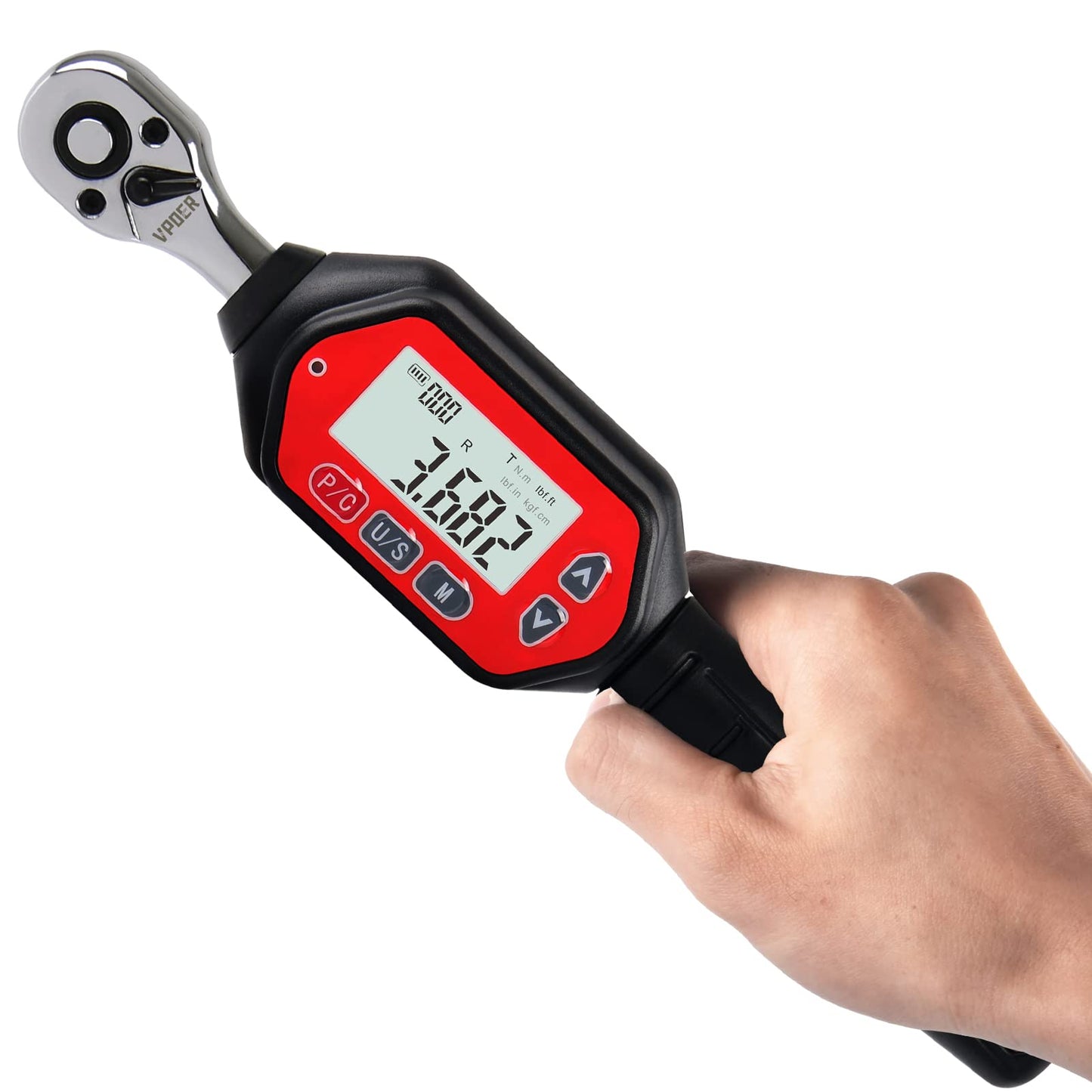 VPOER Digital Torque Wrench 1/4-inch Drive, 0.22-7.37 ft-lbs (0.3-10 Nm) (2.65-88.5 inch pound) with Buzzer & LED, Calibrated