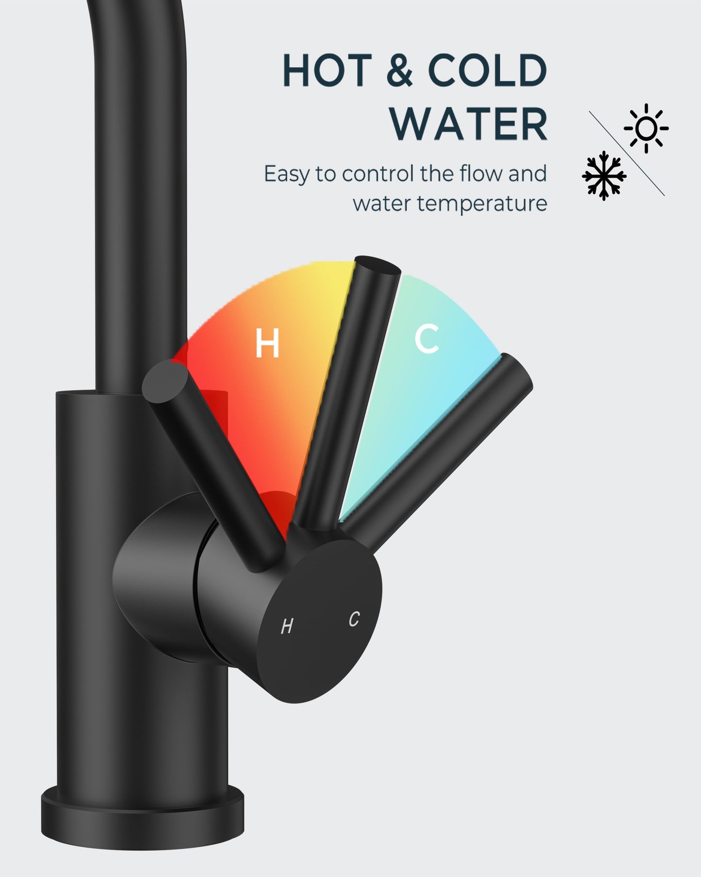 FORIOUS Black Bathroom Faucet 1 or 3 Hole Sink Single Handle, 360° Swivel Gooseneck Spout, Matte Finsh, Leak-Free, with cUPC Supply Line and Metal Pop Up Drain, Suitable for Bar Kitchen RV Vanity