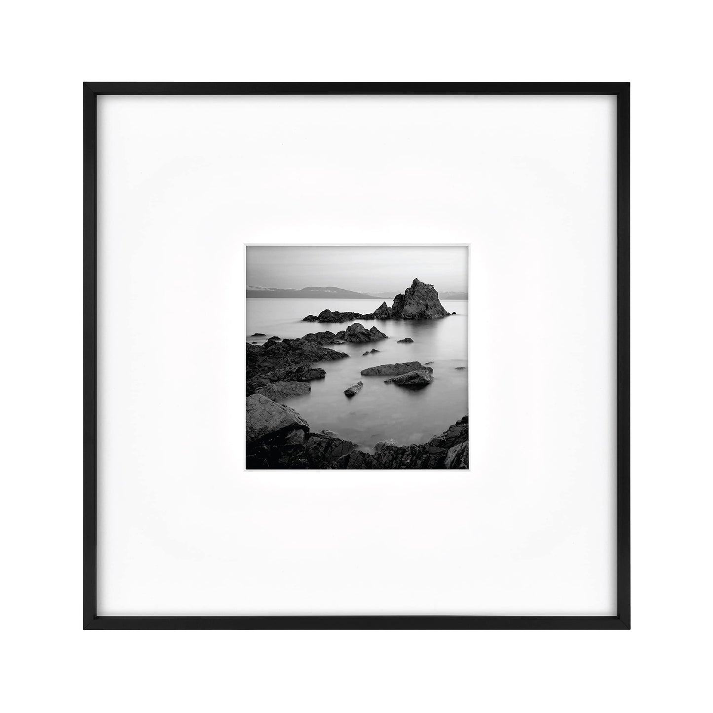 MCS Master & Co. Foundry Metal 18x18 Matted Picture Frame with 8x8 Photo Display, Black Vertical & Horizontal Wall Hanging Frame for Photos & Artwork (1-Pack)