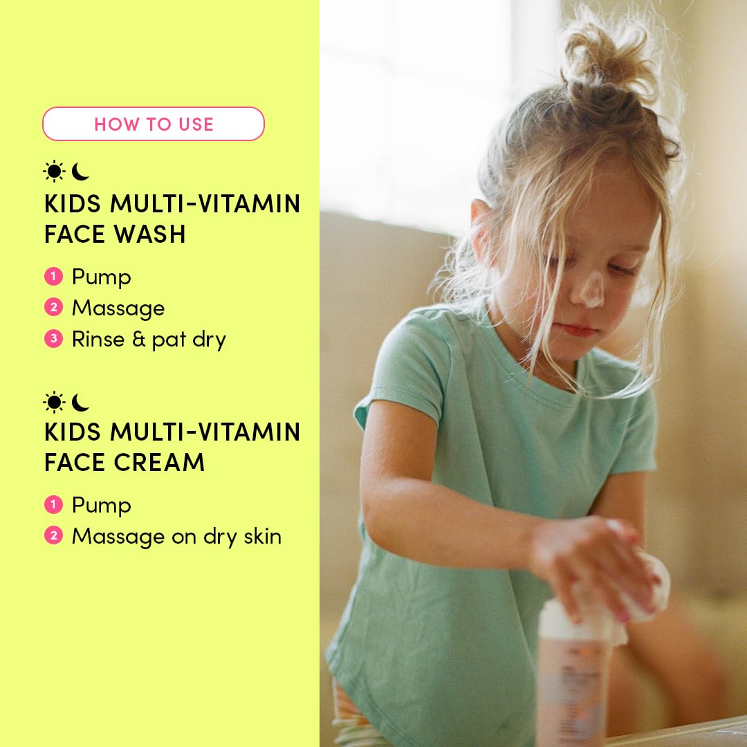 Evereden Kids Happy Face Duo (Cool Peach) - Multi-Vitamin Kids Face Wash & Cream Set - Clean, Vegan Skin Care for 3+ - Moisturizing, Nourishing, Protective