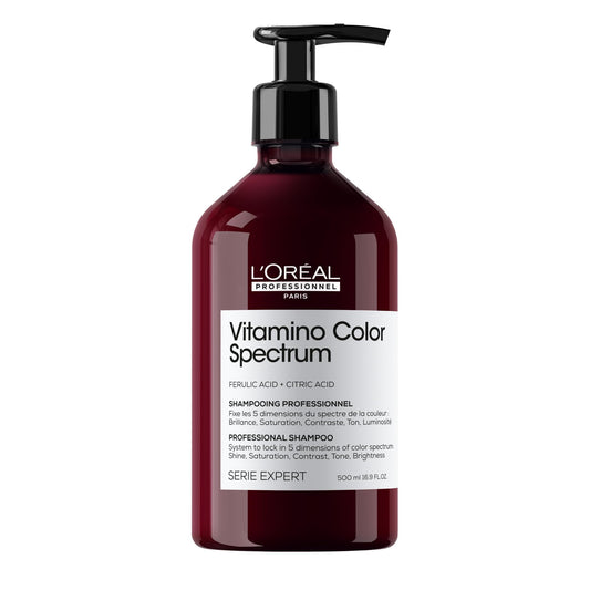 L'Oréal Professionnel Paris Vitamino Color Spectrum Shampoo - Locks In Day 1 Color Vibrancy, Ultra High Glass Shine, Nourishes & Neutralizes Unwanted Reflects, For Colored Hair, 16.9 Fl Oz