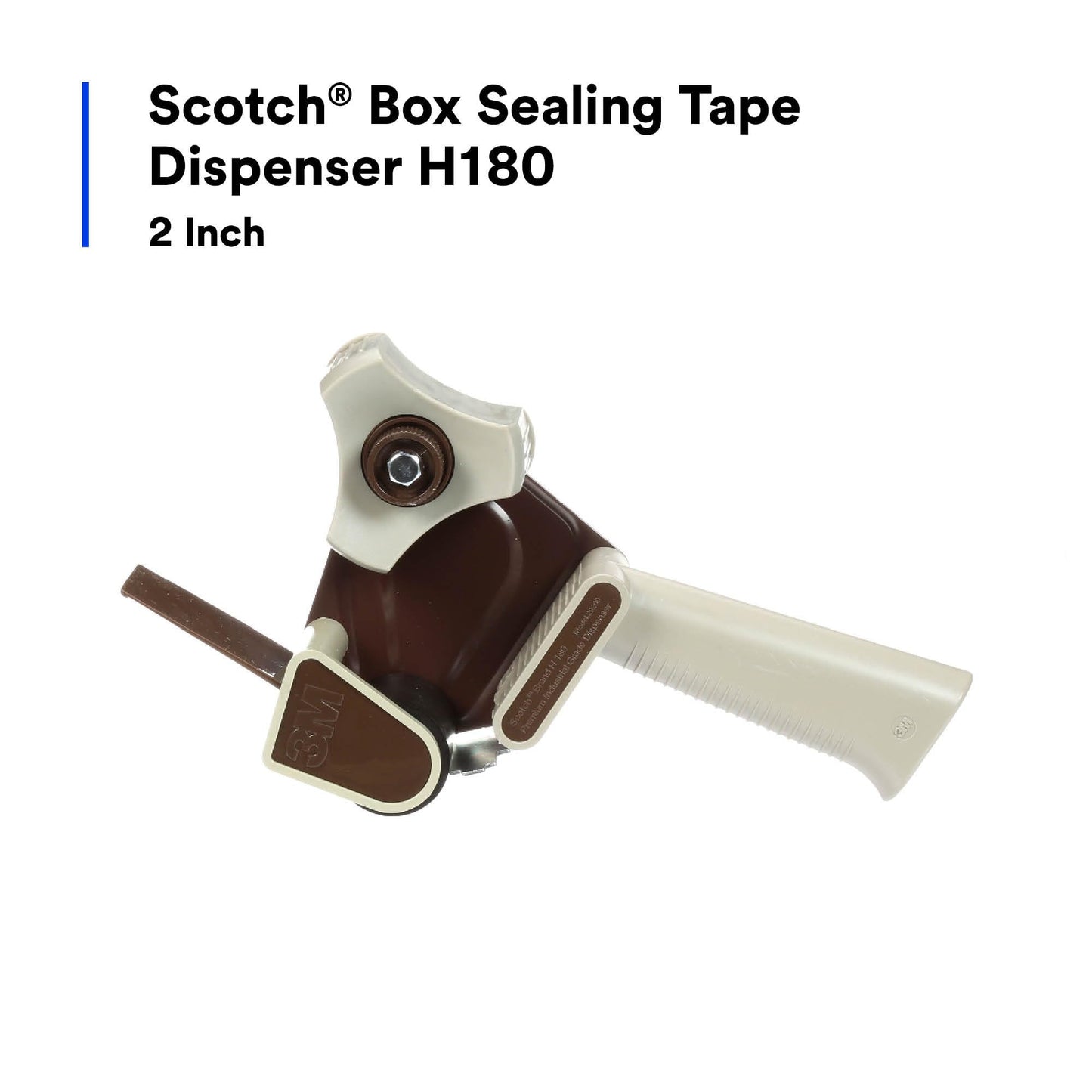3M Scotch - 21200190087 H180 Industrial Packing Tape Dispenser for 2" Tape – Lightweight and Portable for Commercial Packaging, Shipping, Moving, Carton and Box Sealing, Gray (19008), Metal, Plastic