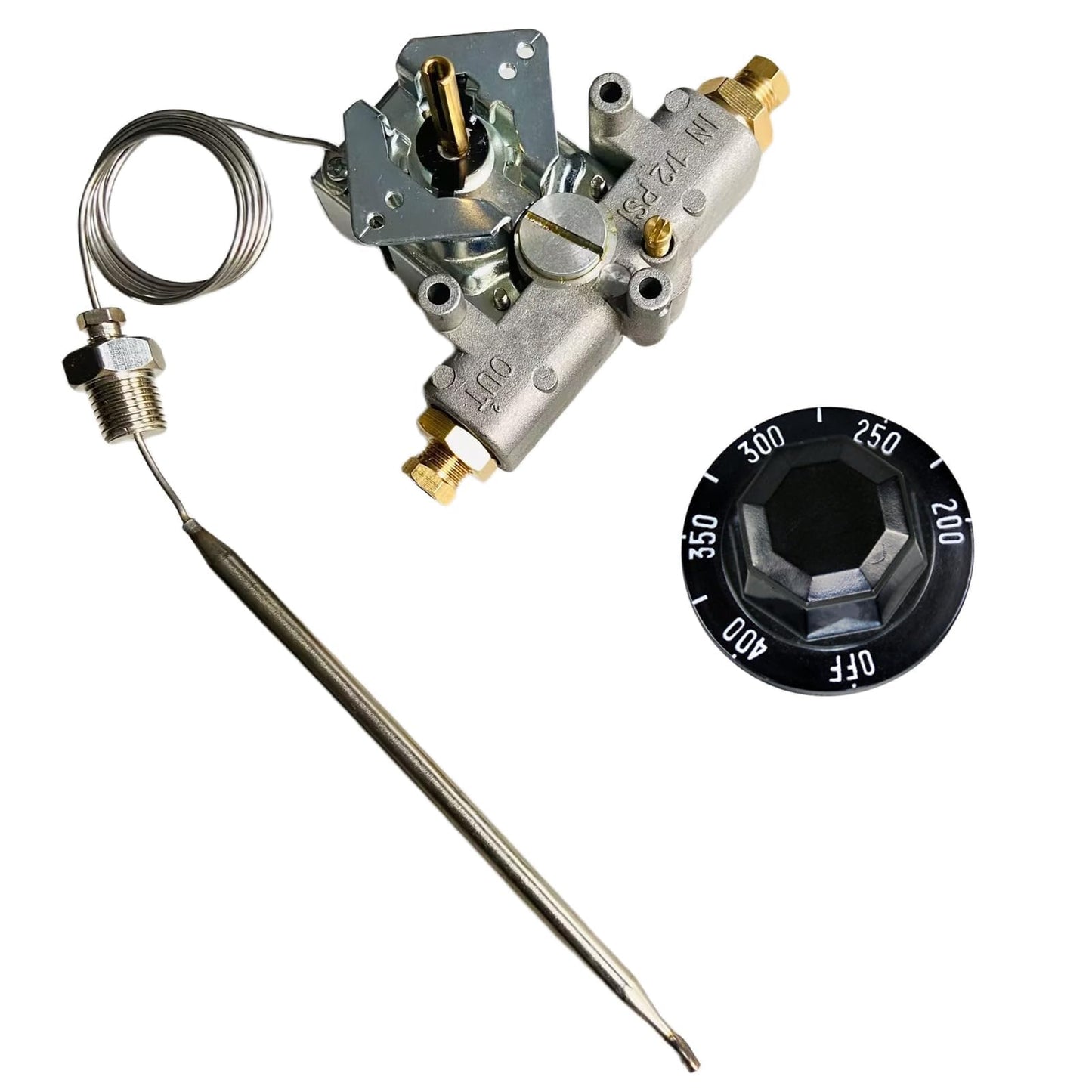 MCAMPAS Gas Fryer Thermostat W/ 200-400 F Range,1/4" Mpt Stuff Box Compatible With Pitco P5047588, Pitco GSA60301800, Pitco 4290-006 Gas Thermostat