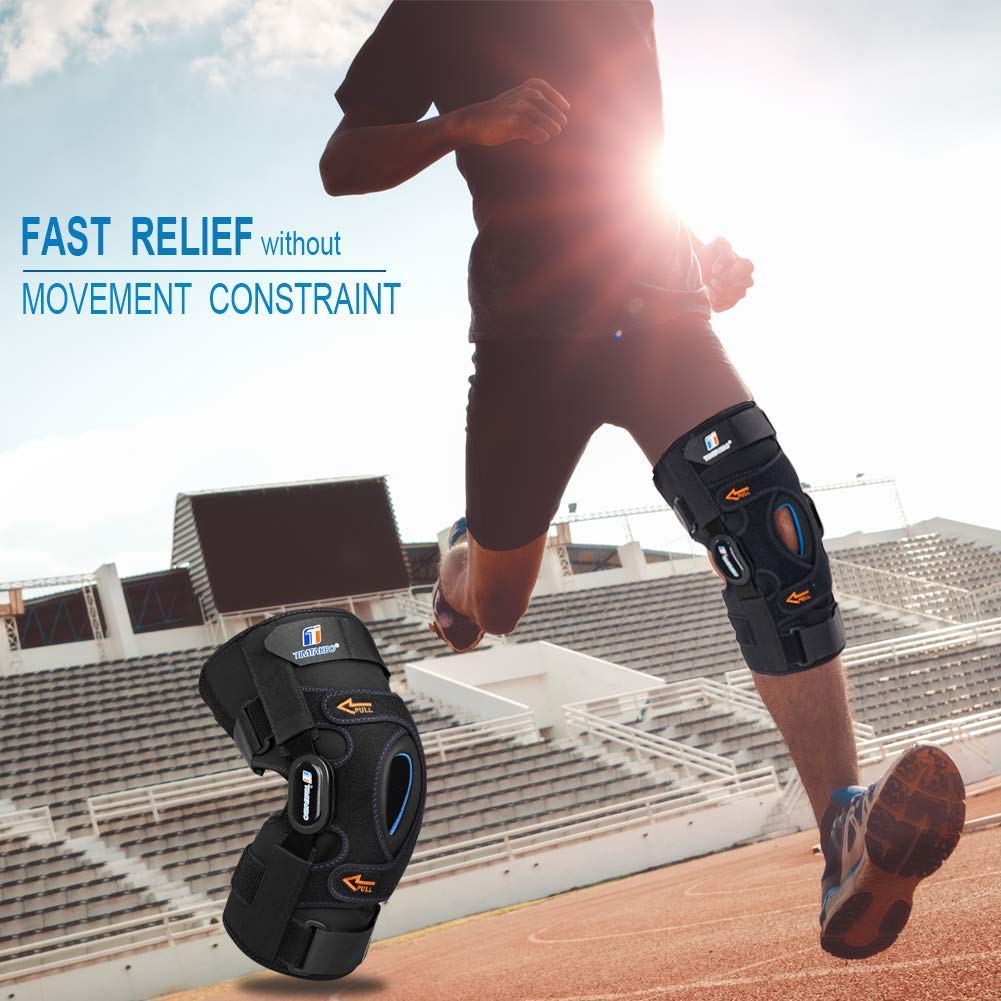T TIMTAKBO Hinged Knee Brace,GEL Patella Support with Removable Dual Side Stabilizers,Knee Support for Meniscus Tear,Relieves ACL,Arthritis (XL fit Upper 21.5-25.5"/Lower 20-22")