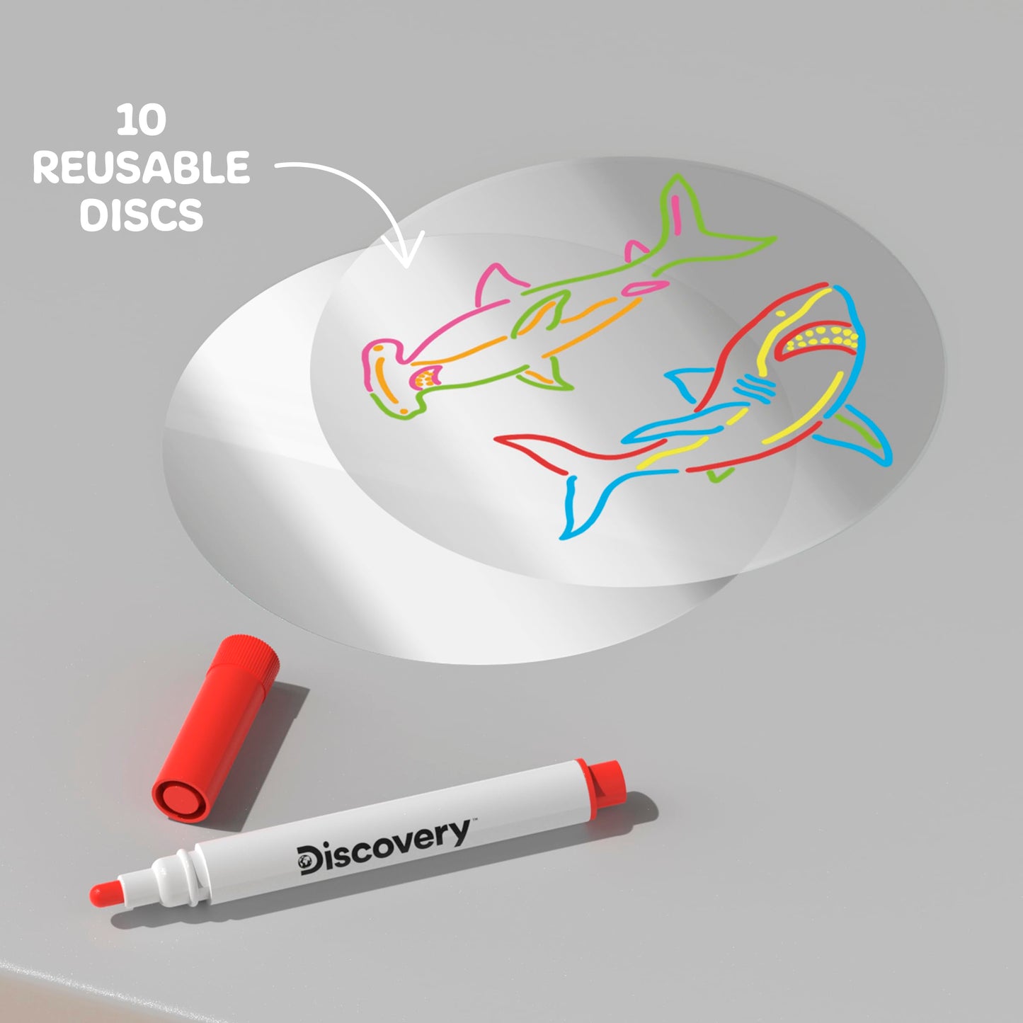 Discovery Doodle Projector Light Art Station, Includes 6 Markers, 10 Reusable Drawing Discs, Projects Art on Walls & Ceilings