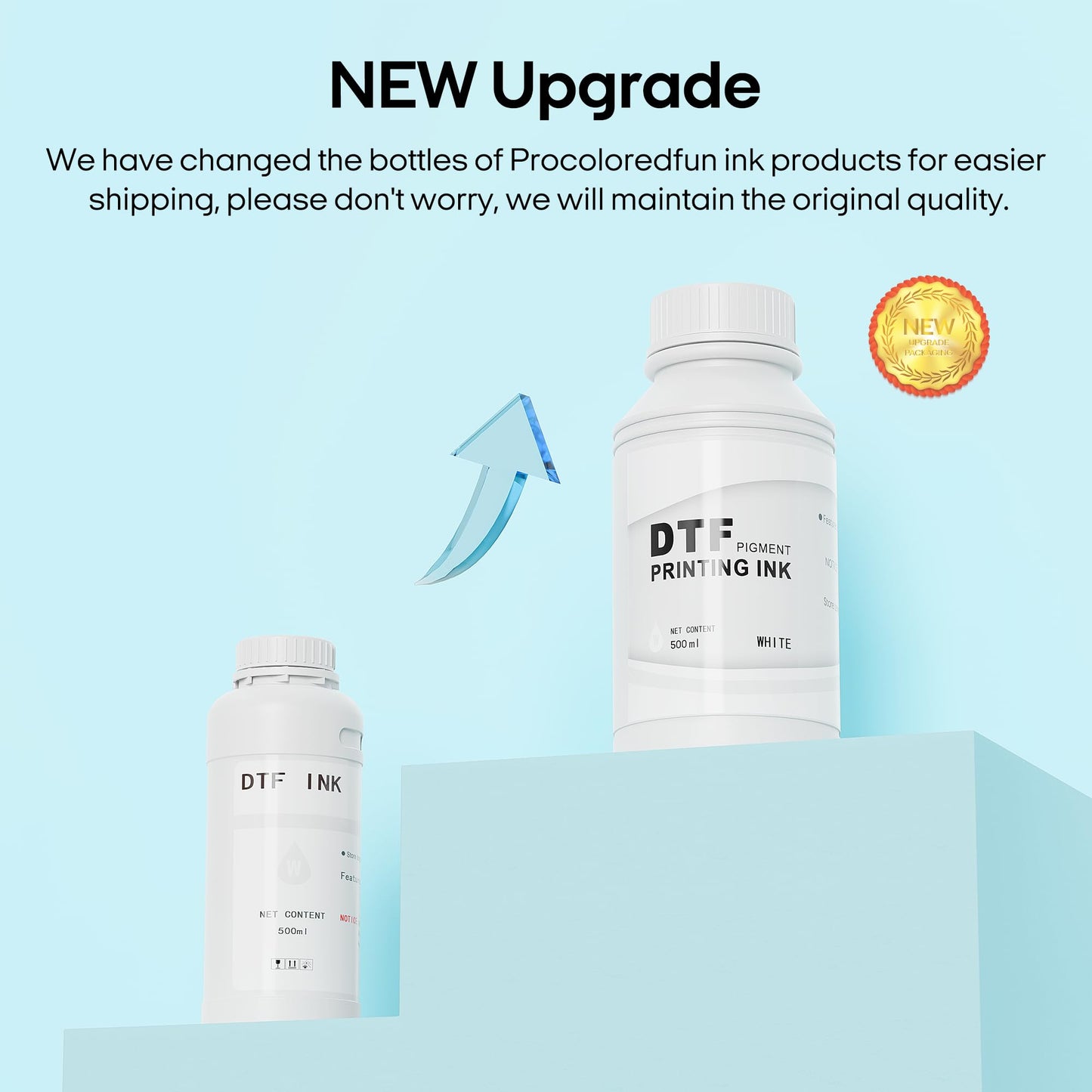 Procoloredfun DTF Ink White, Premium Transfer Printer Ink for Printhead ET-8550, L1800, L805, R2400, P400, P800, XP15000 Professional DTF Printers Direct to Film Heat Transfer Printing (W, 500ml)
