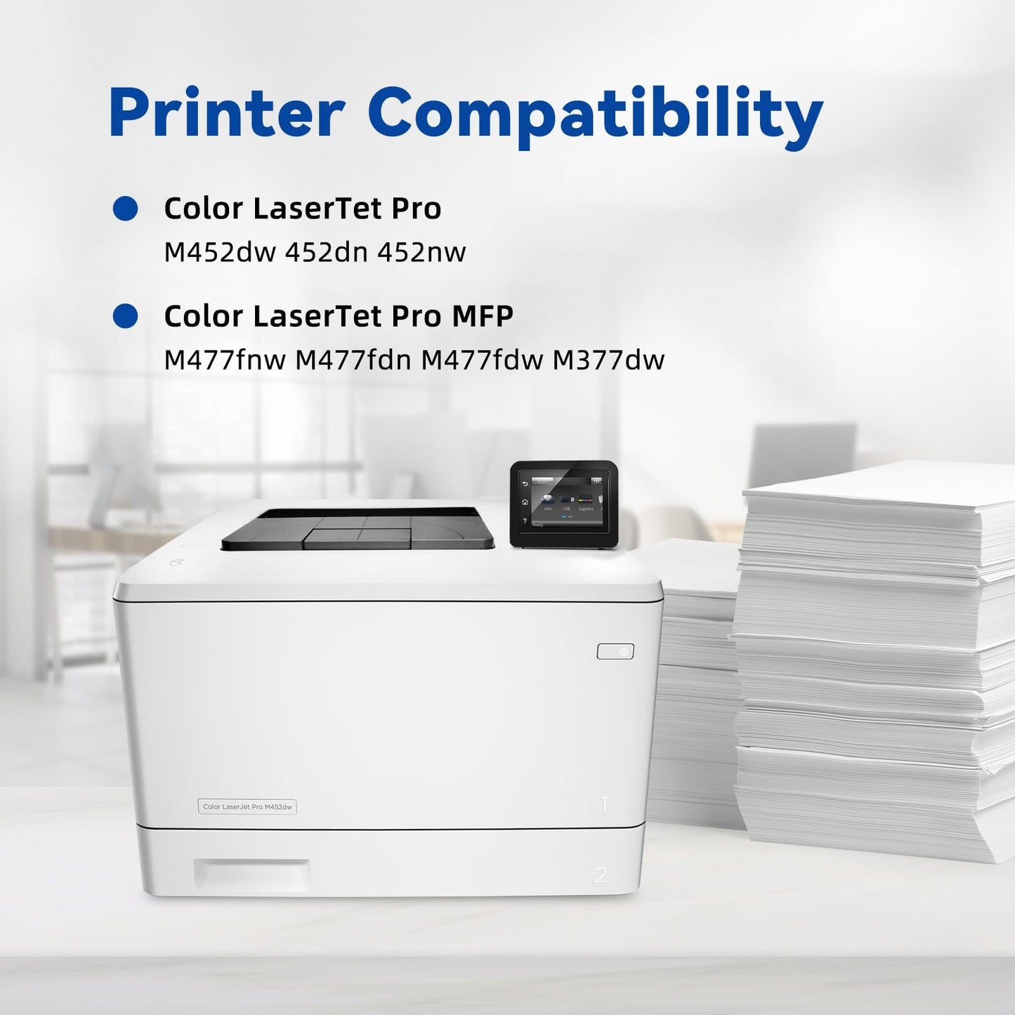 410X Toner Cartridge High Yield Compatible for HP 410X 410A CF410X CF411X CF412X CF413X use with HP Color LaserTet Pro M452dw 452dn 452nw MFP M477fnw M477fdn M477fdw M377dw Printer (4Pack, B/C/Y/M)