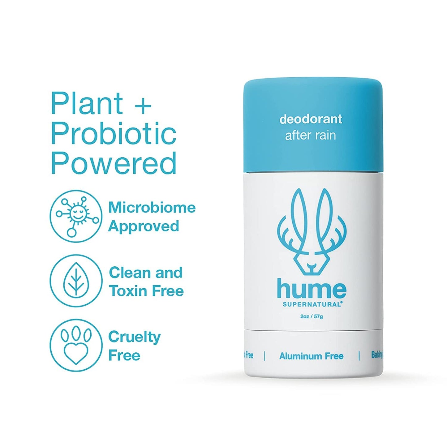 Hume Supernatural Aluminum Free Deodorant for Women & Men - Probiotic and Plant-Based, Long-Lasting Moisture Absorbing - Clean and Effective (Desert Bloom, Amber Woods & After Rain)