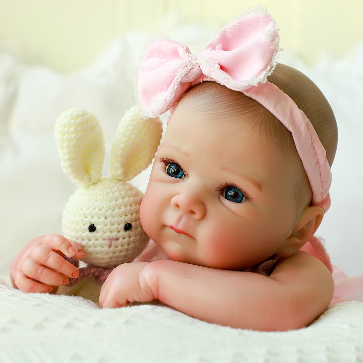 KSBD Lifelike Reborn Baby Dolls - 20 Inch Cute Realistic Silicone Baby Girl Doll，Real Life Baby Dolls Full Vinyl Body Newborn with Accessories for 3+ Years Old Kids Gifts