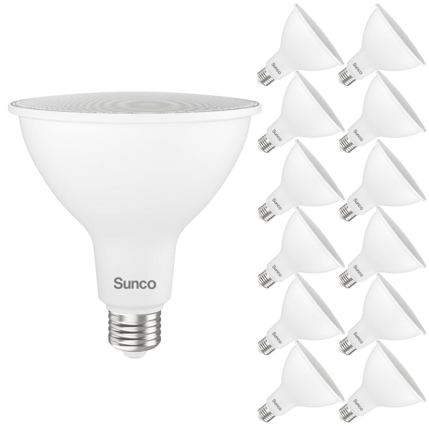 Sunco 12 Pack Outdoor Flood Light Bulbs, PAR38 LED Flood Lights Waterproof, 1800 LM, 15W (150W Equivalent), 5000K Daylight, Dimmable, E26 Base, Wet Rated UL