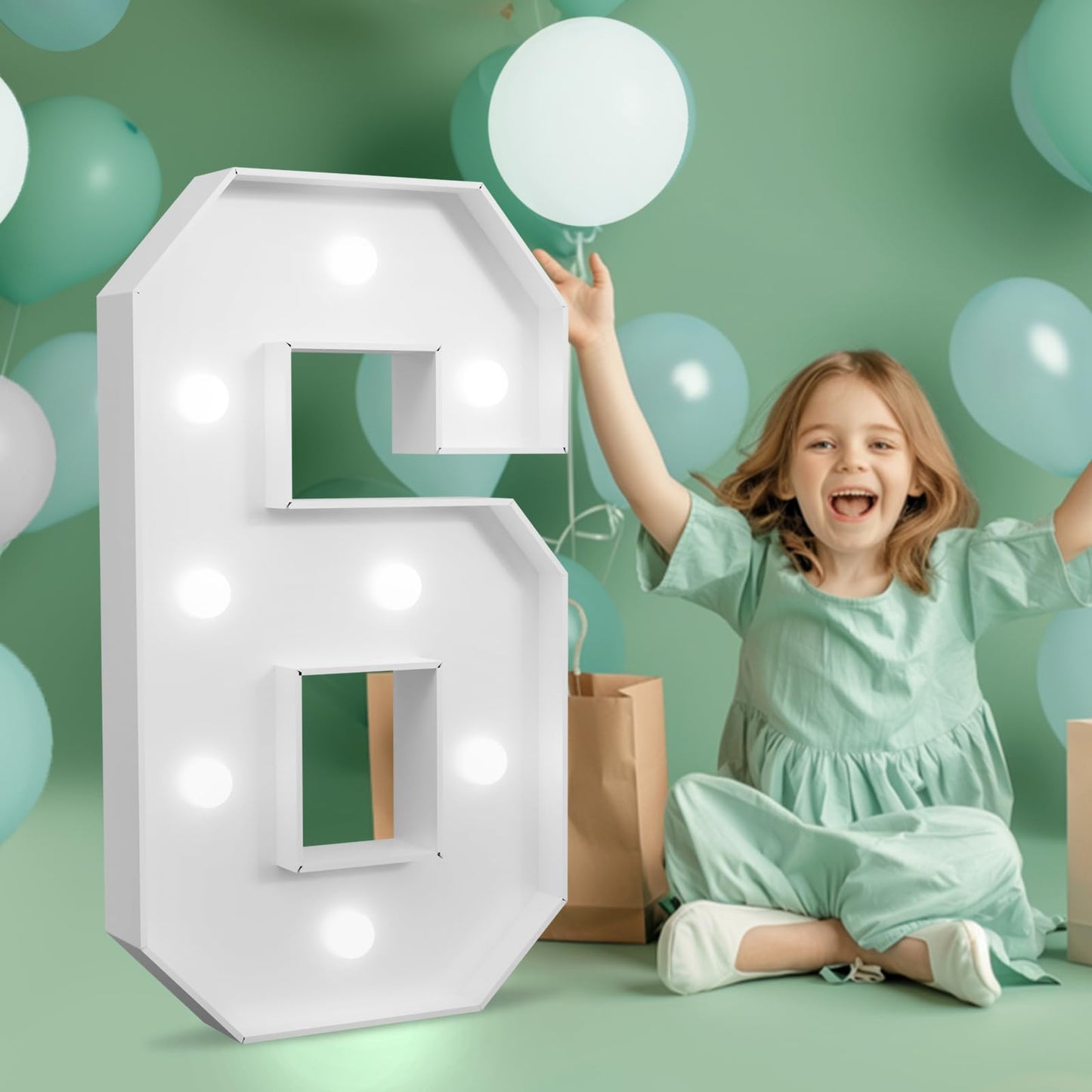 Light-up Numbers 6th Birthday Decorations: Large 3ft Marquee Number 6 60th Birthday Women Men Six Year Old Birthday Decor Party Backdrop Anniversary Big Foam Board Number 6