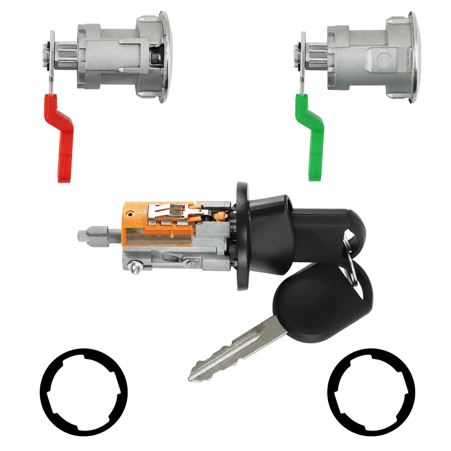 for Ford Ranger 2001-2011,Explorer Sport Trac 2001-05,Explorer 2 Door Sport 2001-03,Mazda B Series 2001-06 Ignition Switch Lock Cylinder & Door Lock Cylinder Set W/2 PATS Chip Keys LC6177 DL5886