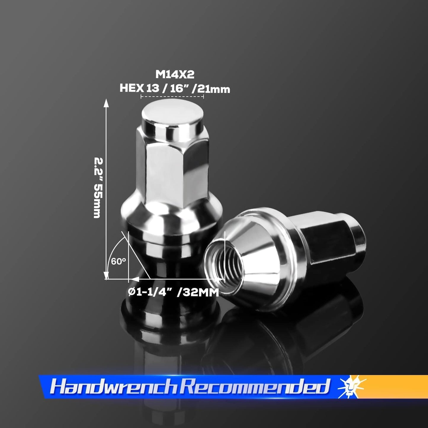 Dynofit 14x2 OEM Lug Nuts for F150 2000-2014, One-piece Factory Steel Tuner Nuts Compatible With Ford Expedition Navigator 03-14, Stock Wheel Nuts Replace OE#BD142978 4L3Z1012A (Work on 14mm-2.0 Stud)