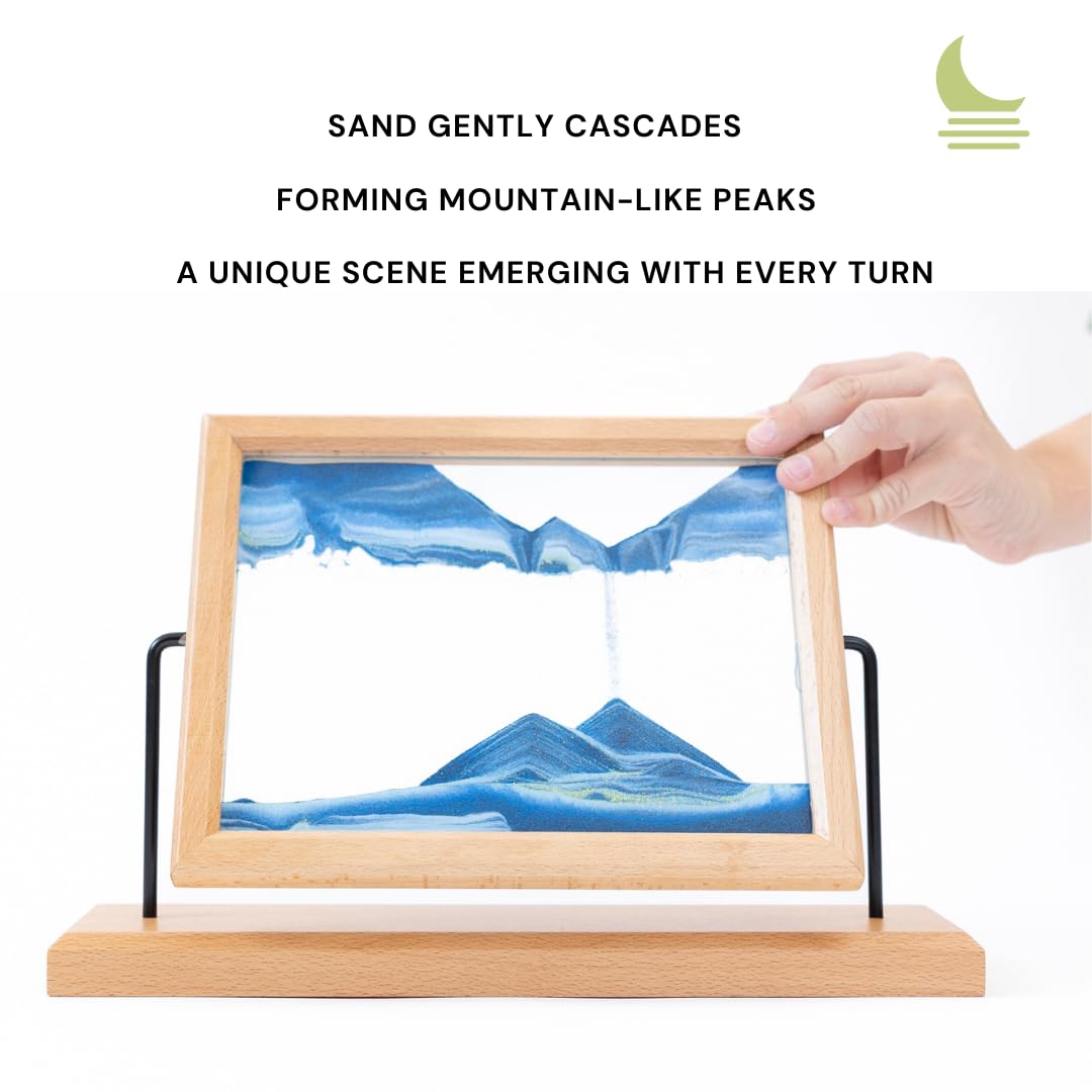 Elegant Moving Sand Art w/Finished Wood Frame - Mindfulness Decor to Help Stay Present