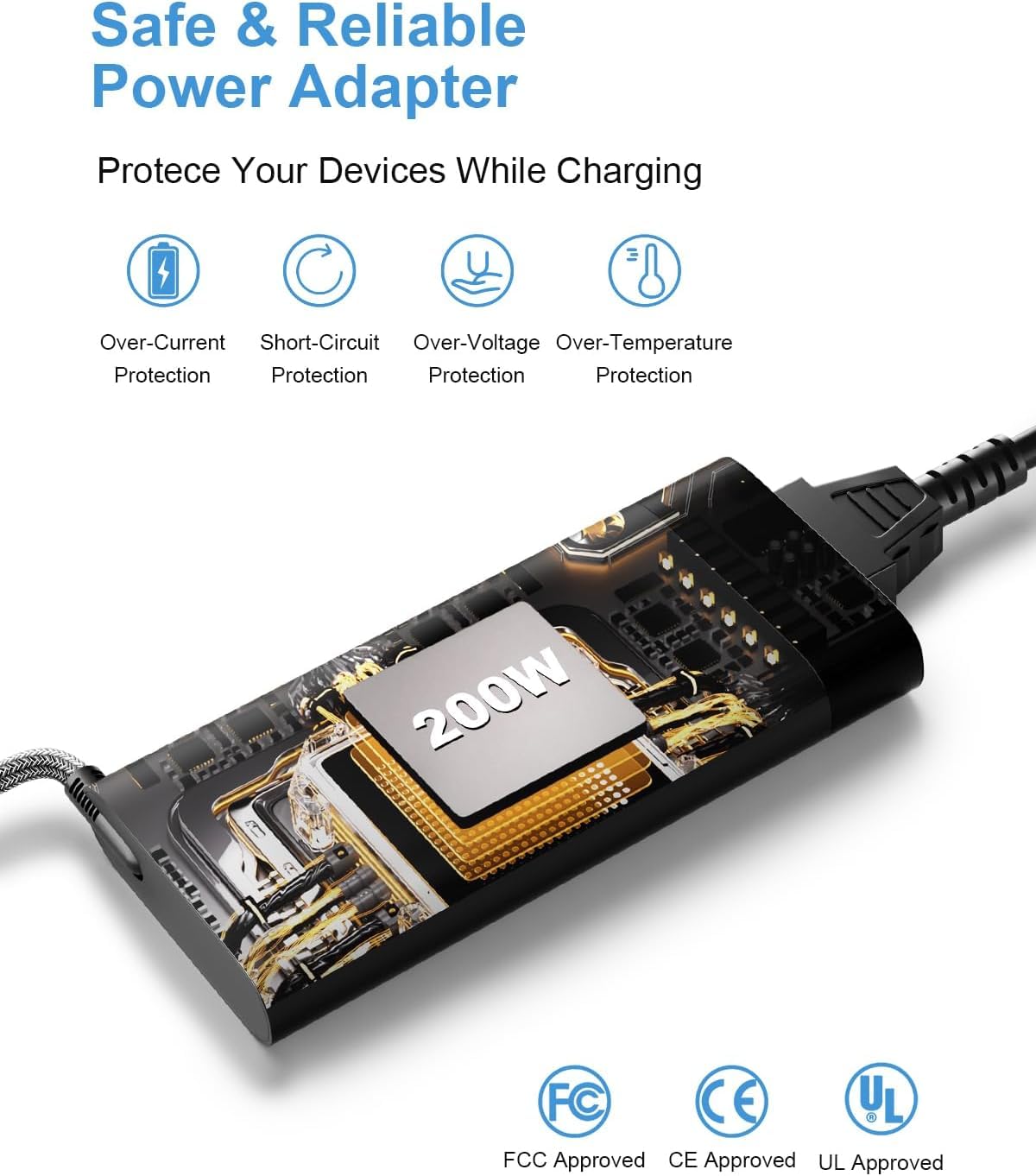 200W Laptop Charger for HP Victus Gaming 15 16 Omen Gaming 15 17 Pavilion 15 17 ZBook Fury Studio 15 17 G10 G9 G8 G7 G6 G5 G3 Envy TPN-DA10 L00818-850 Power Supply Cord AC Adapter