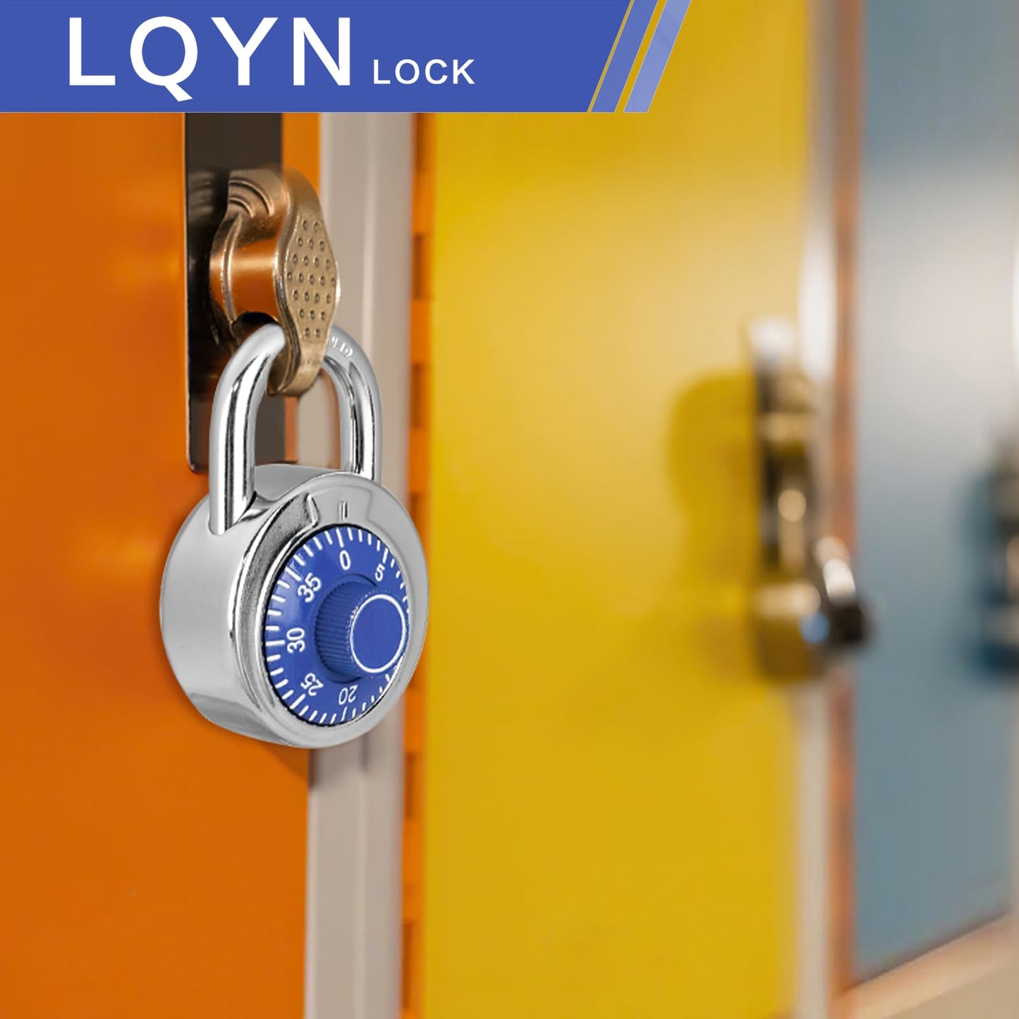 Combination Lock, LQYN Standard Dial Combination Lock, Pack of 24; Blue Turnplate, 2 in. Wide, Fixed Three Digital Combination, for School, Gym & Locker, Toolbox, Gate