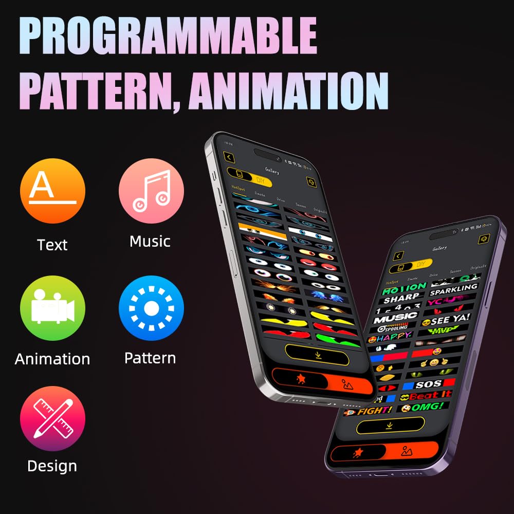 Programmable LED Sign, 35"x7.5" Scrolling Flexible Display, Bluetooth App Control, Custom Text, Patterns & Animations, USB 5V for Car, Store, Party, Bar, Hotel, Advertising Sign